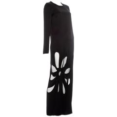 Gucci by Tom Ford black silk column dress with floral cut outs, ss 2002