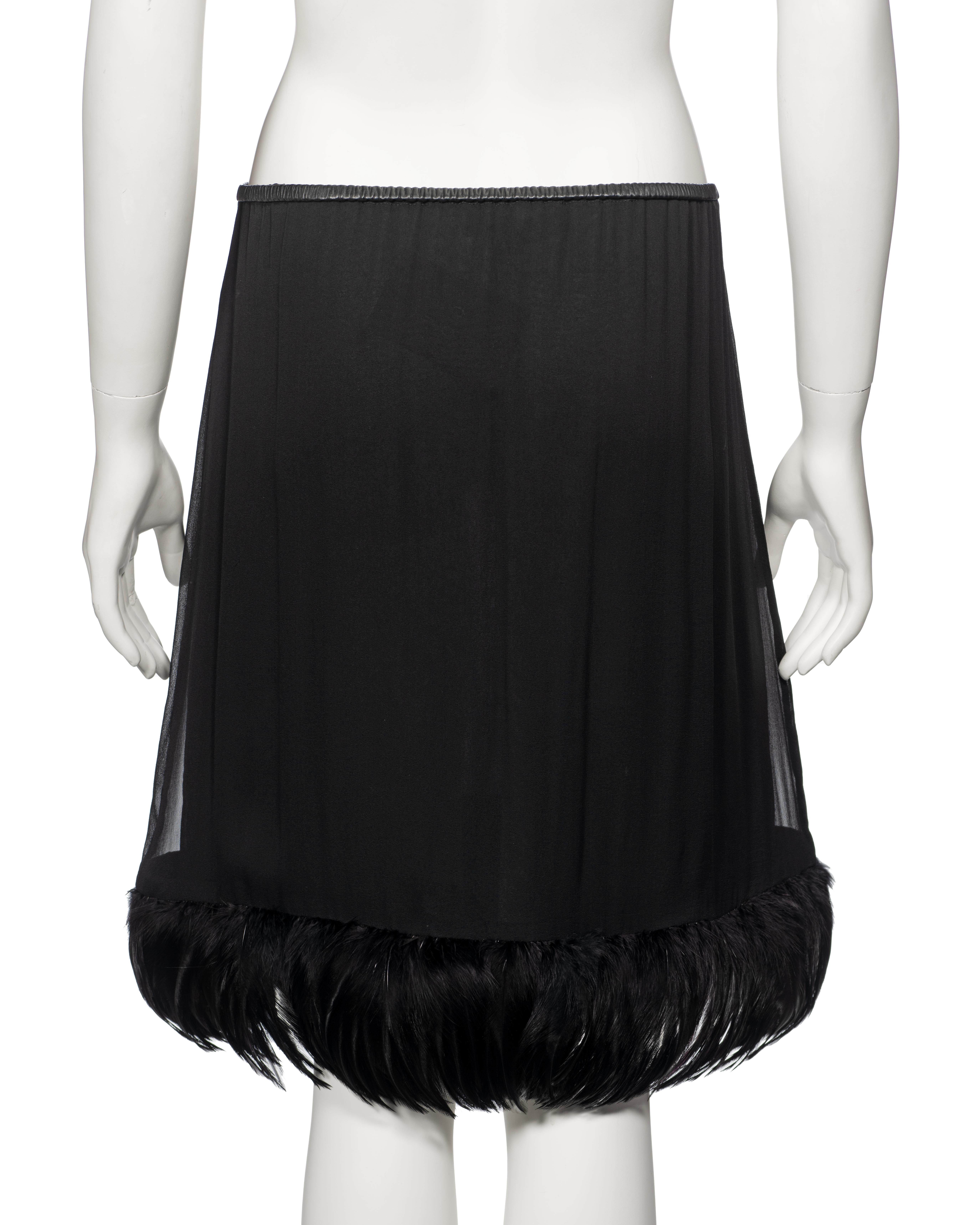 Gucci by Tom Ford Black Silk Evening Skirt With Feathers, ss 1999 For Sale 6