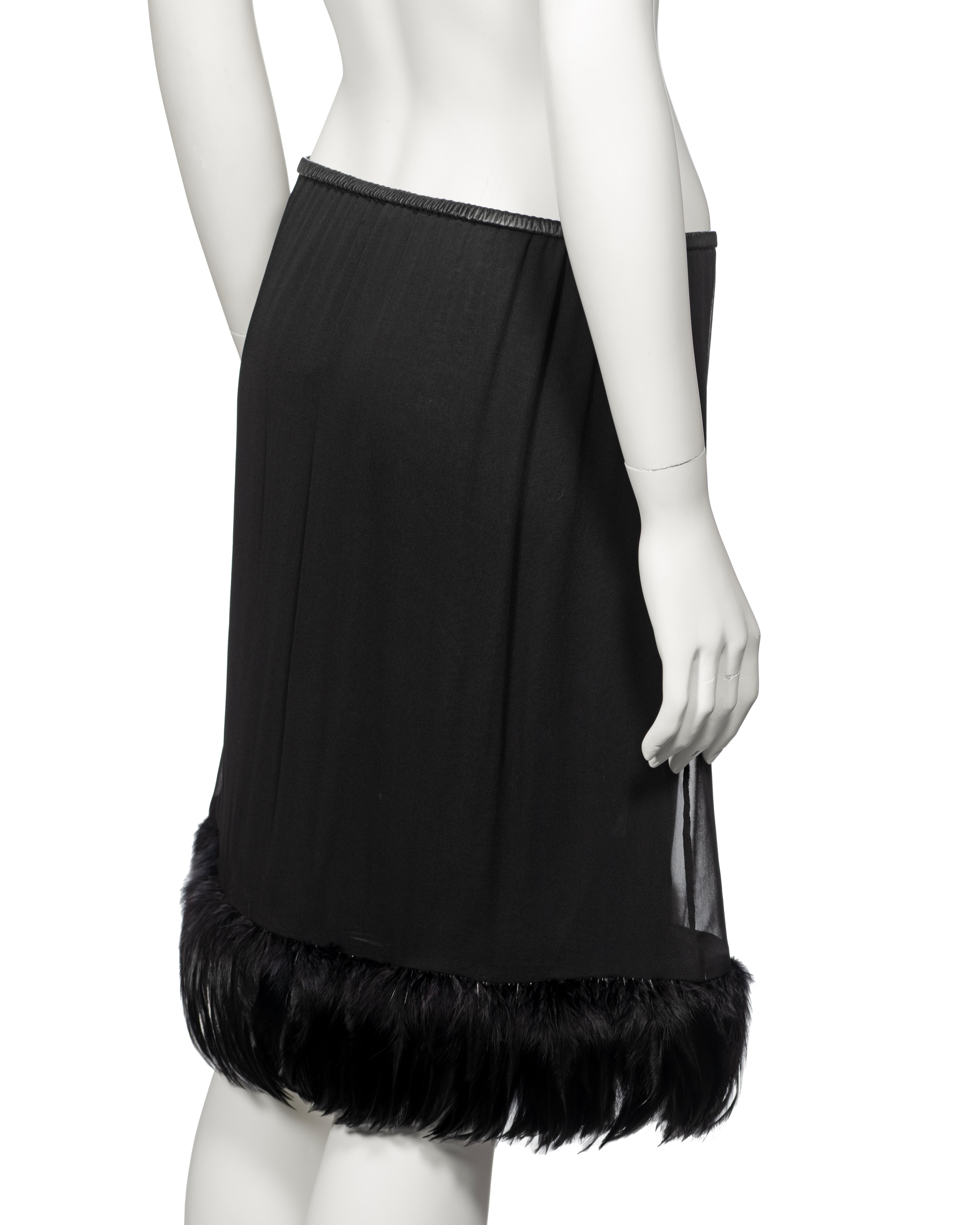 Gucci by Tom Ford Black Silk Evening Skirt With Feathers, ss 1999 For Sale 5