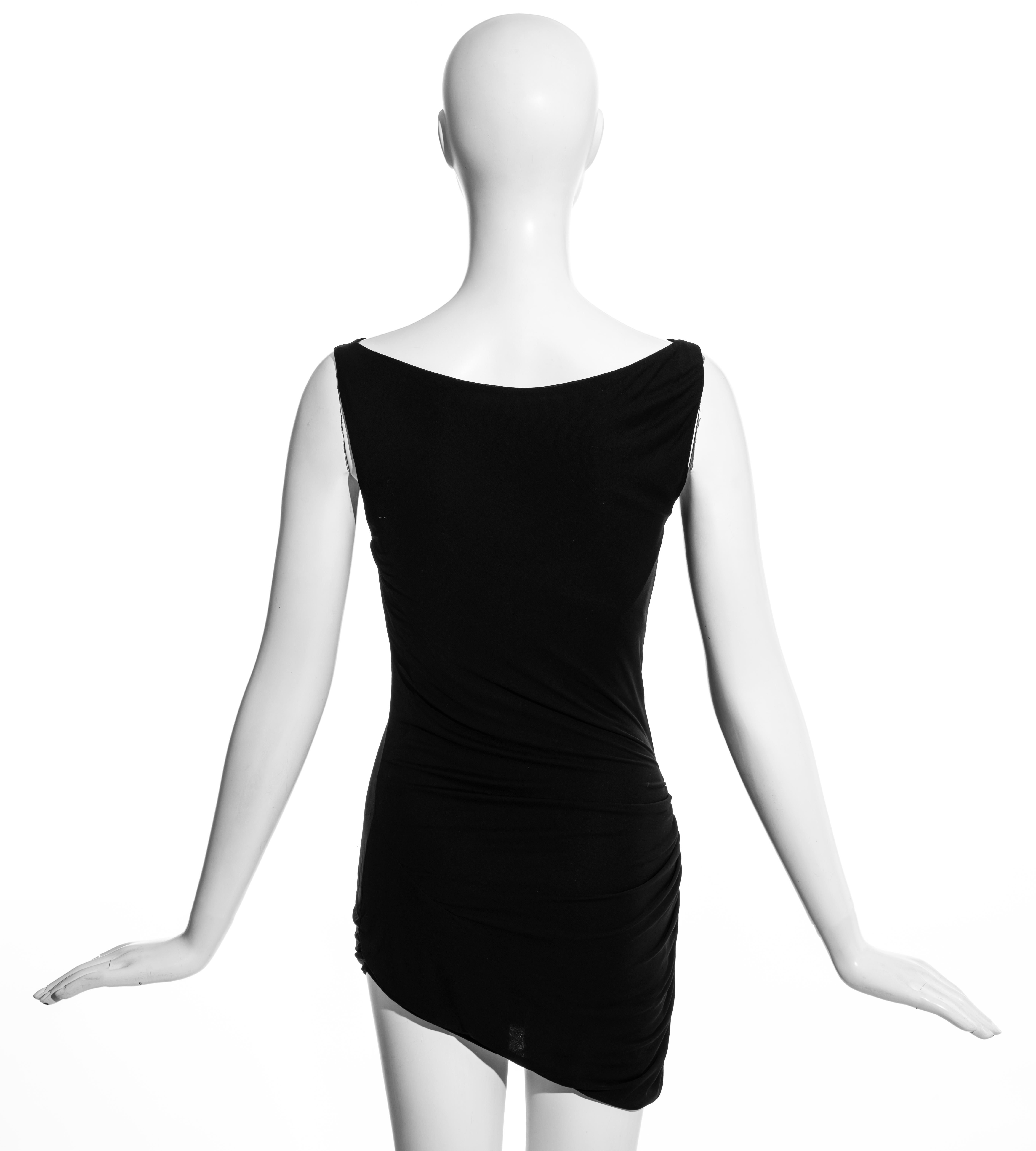 Black Gucci by Tom Ford black silk jersey ruched mini dress, c. 2001