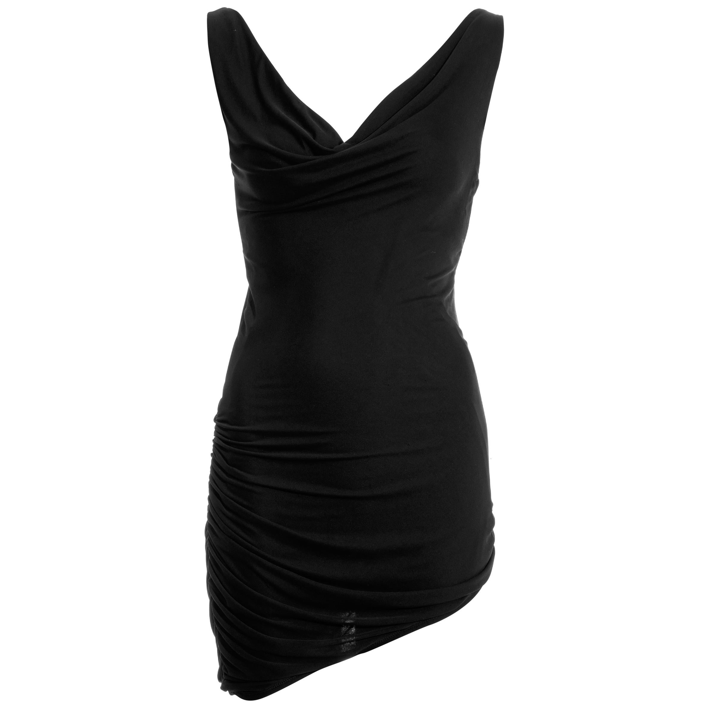 Gucci by Tom Ford black silk jersey ruched mini dress, c. 2001 at 1stDibs