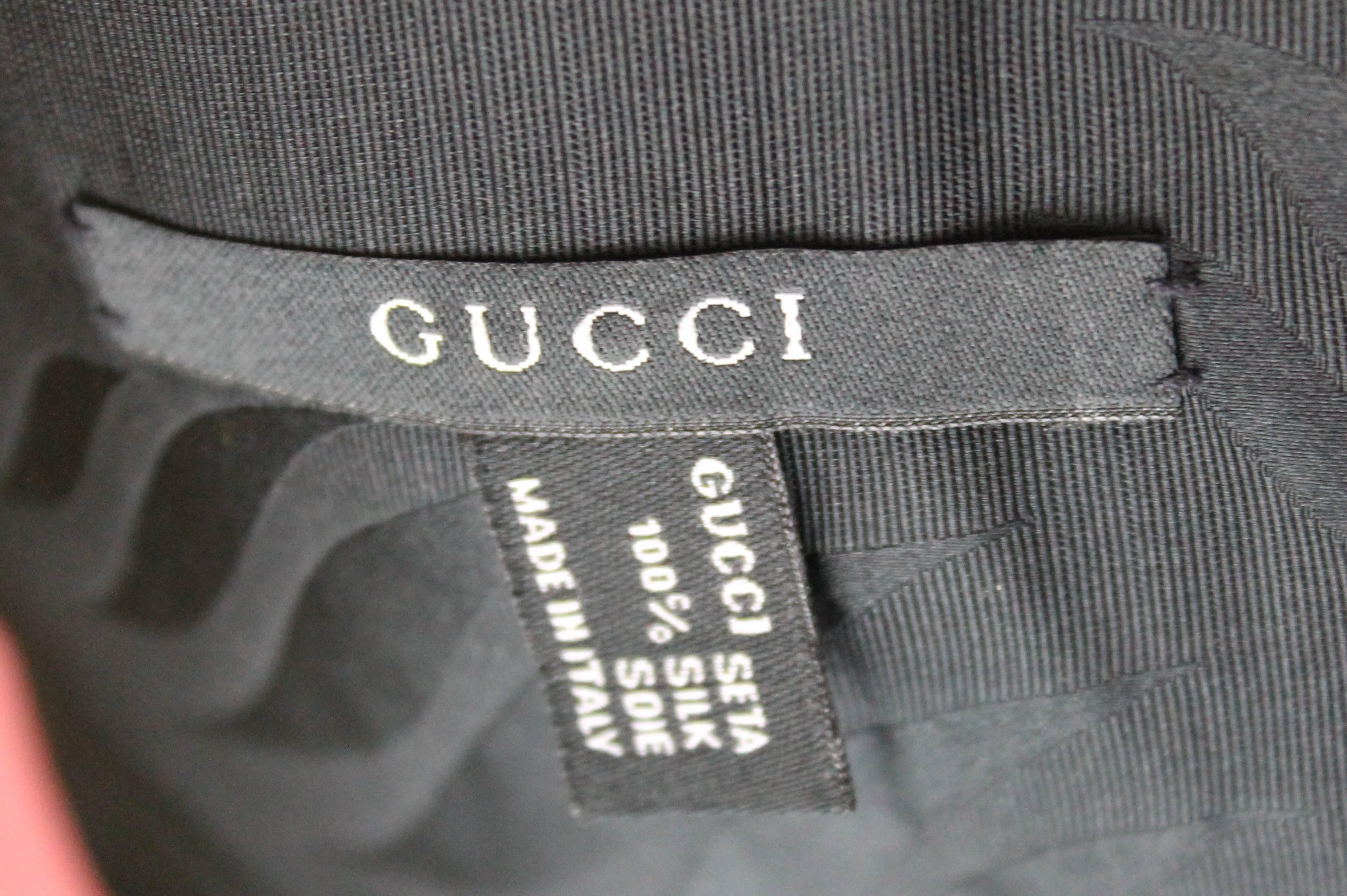 Gucci by Tom Ford Black Silk Obi Belt with Leaf Print, A / W 2002 1