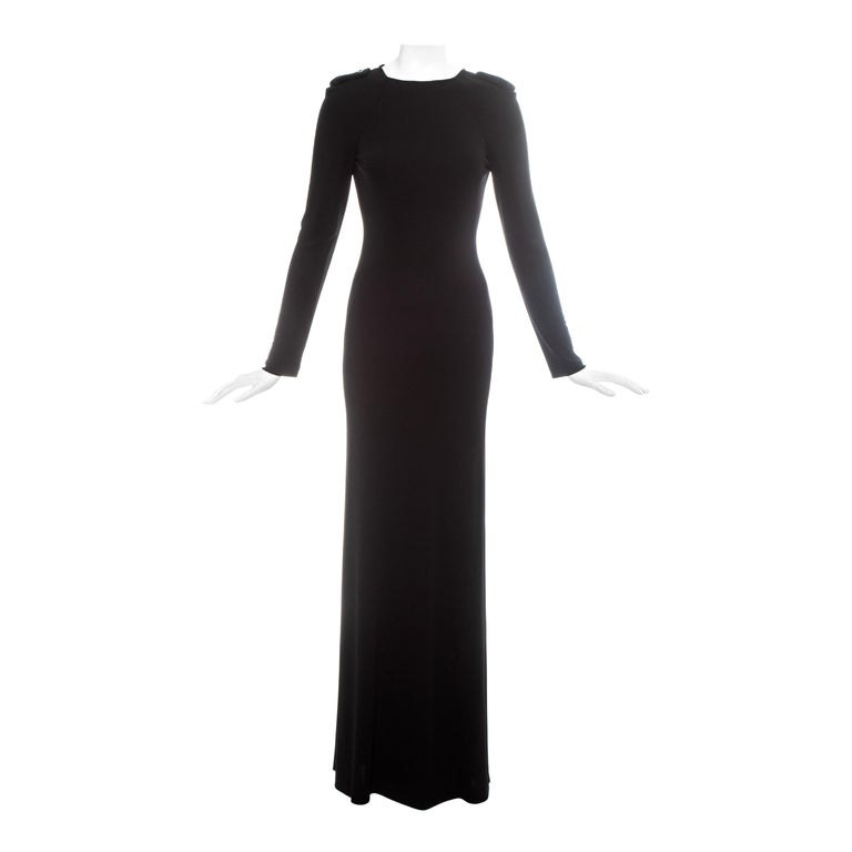 Gucci by Tom Ford black silk open back evening dress, fw 1996 at 1stDibs