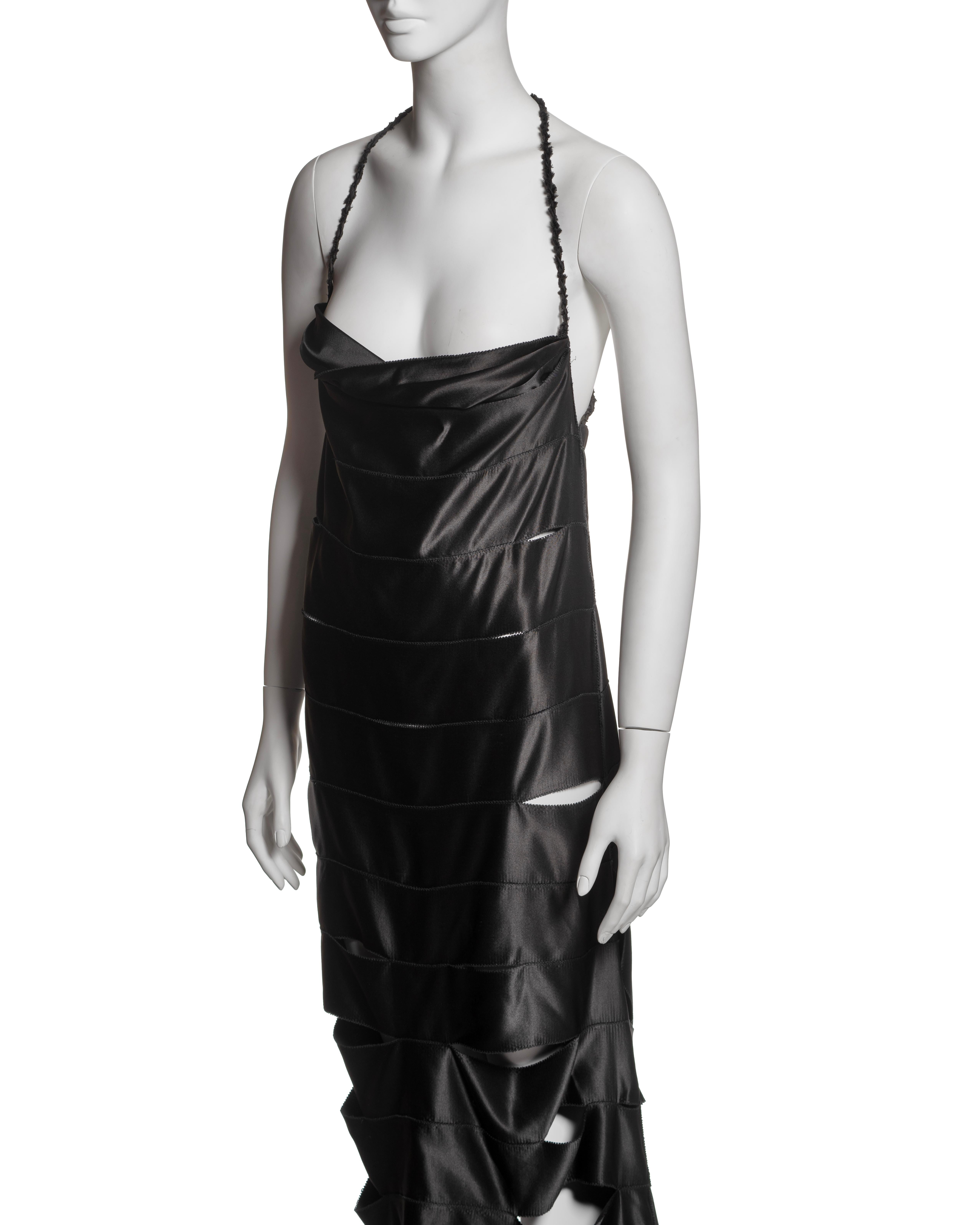 Gucci by Tom Ford Black Silk Ribbon Cut-Out Evening Dress with Train, FW 2002 For Sale 3