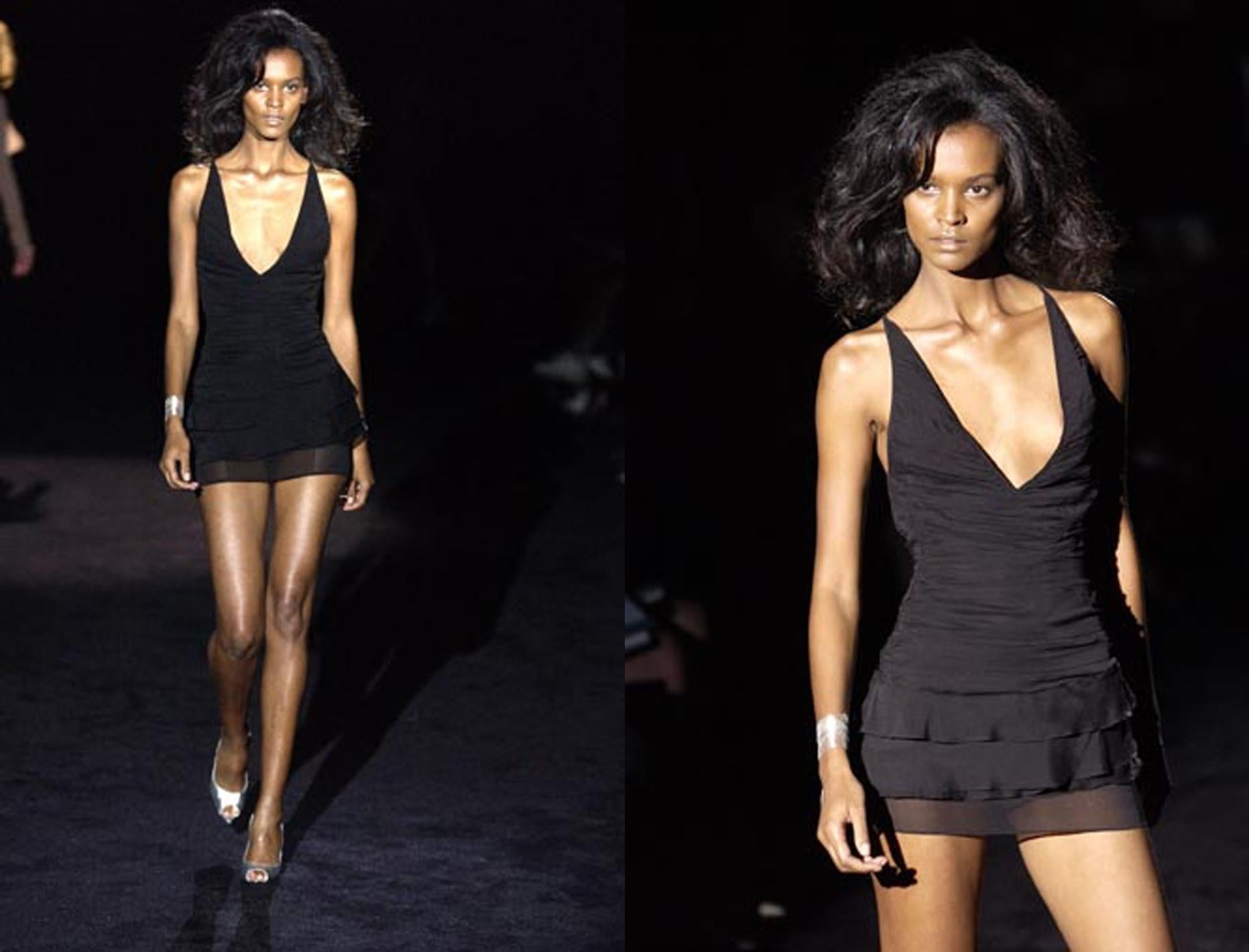Women's Gucci by Tom Ford black silk ruched mini dress, ss 2003