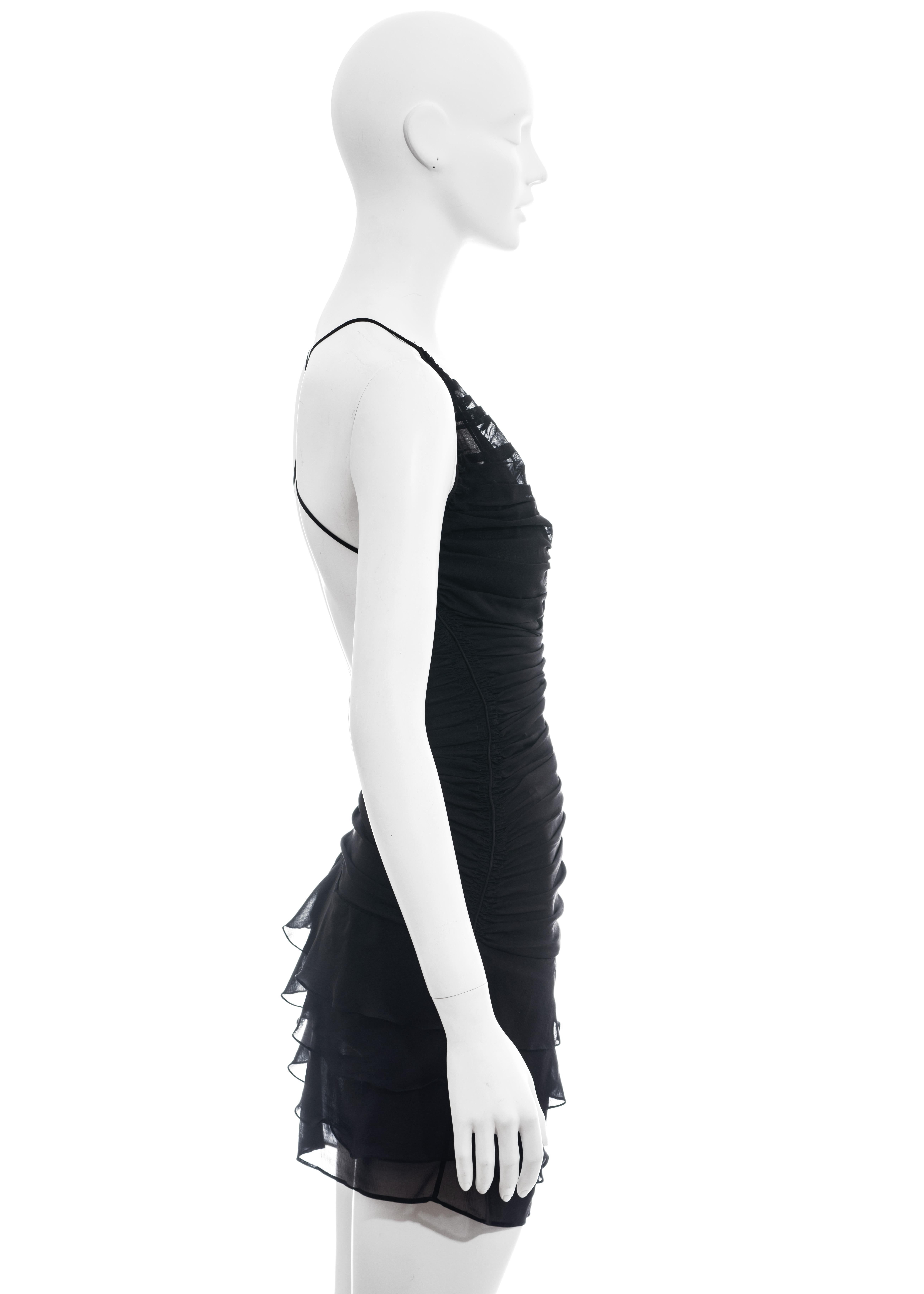 Gucci by Tom Ford black silk ruched mini dress, ss 2003 2