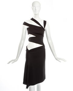 Gucci by Tom Ford black silk spandex bandage dress with cut outs, fw 2003