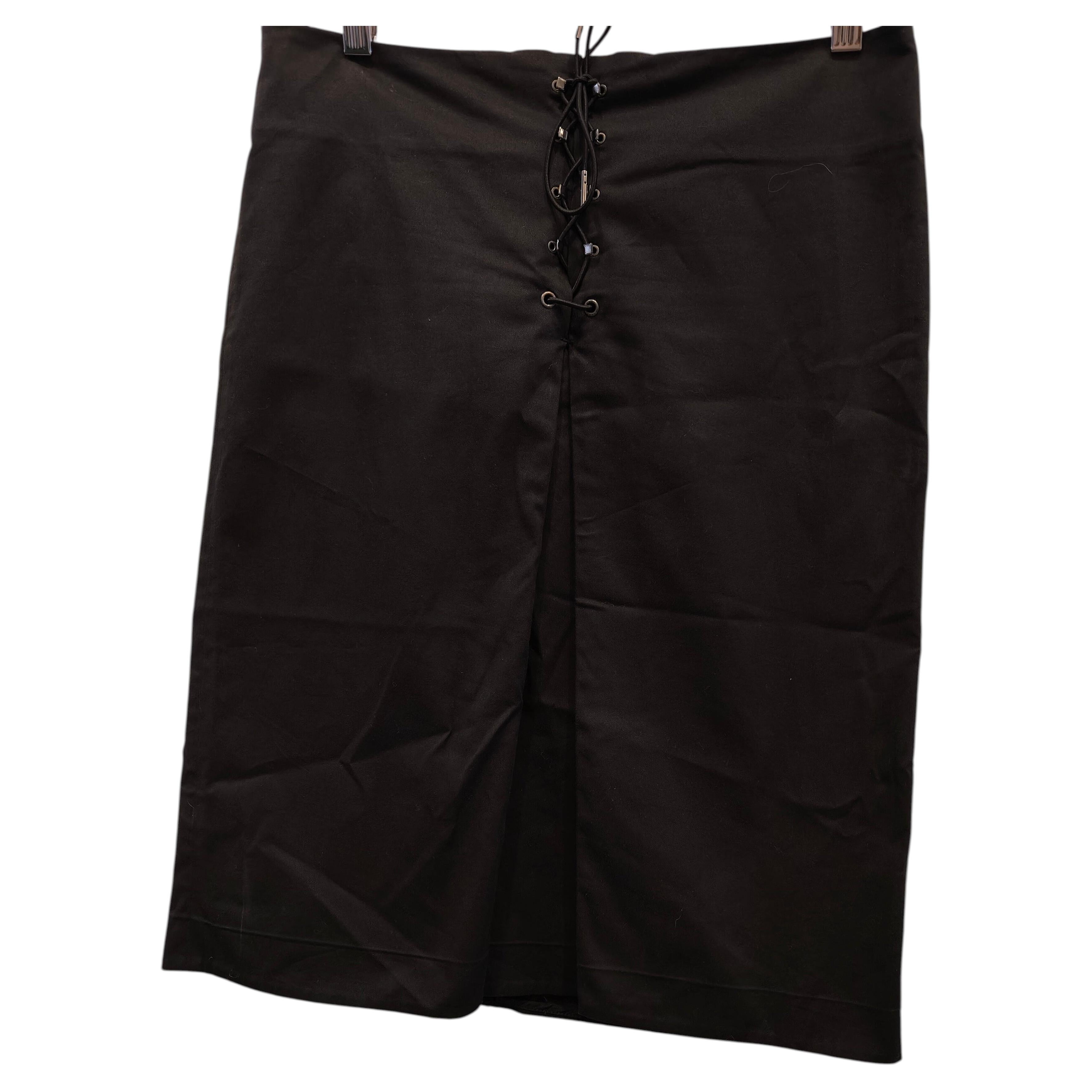 1999 Gucci by Tom Ford Black Nylon Mesh Trim Skirt For Sale at 1stDibs