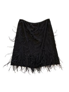Gucci By Tom Ford Black Skirt With Feathers 1999