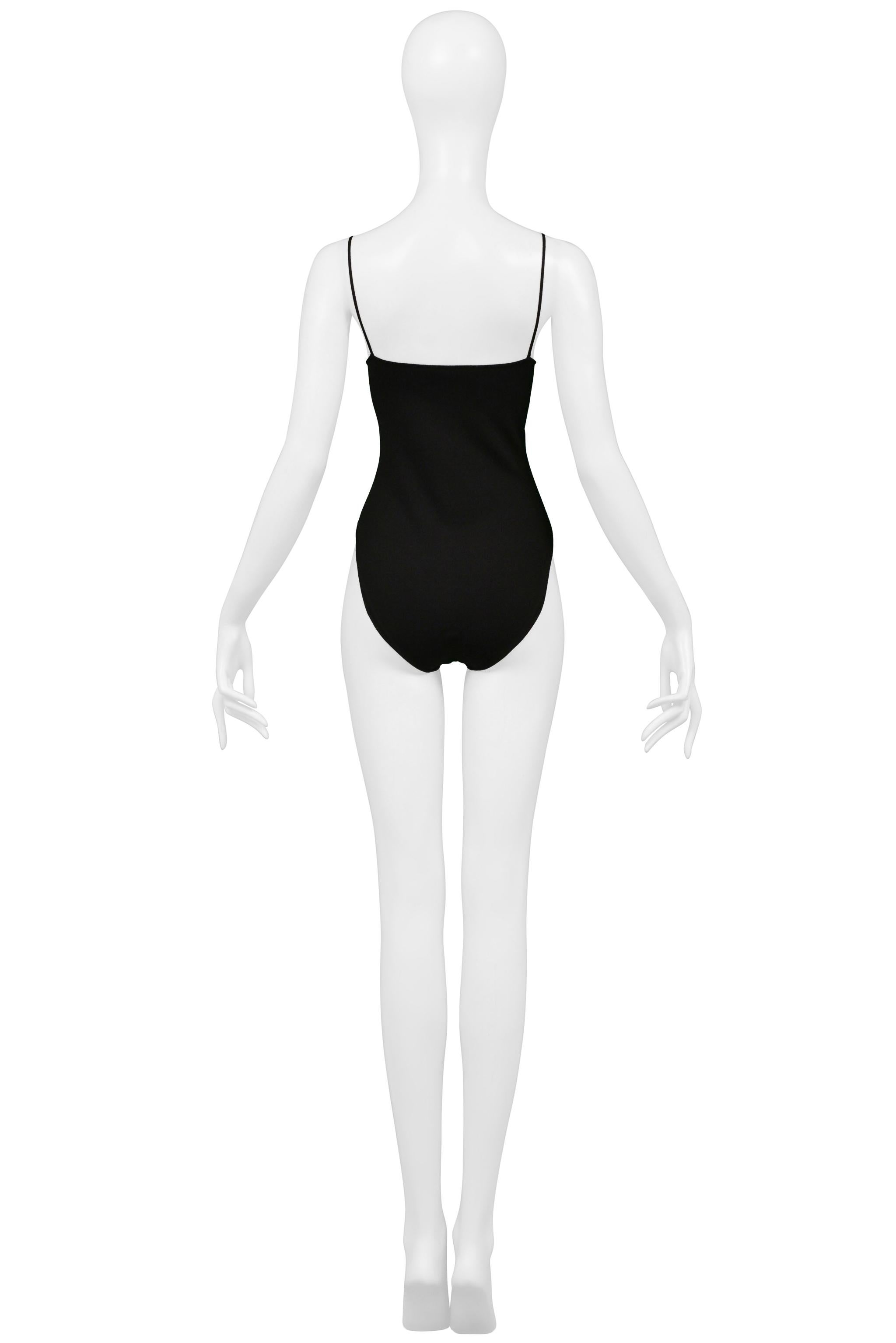Gucci By Tom Ford Black Viscose One Piece Bodysuit 1998 For Sale 1
