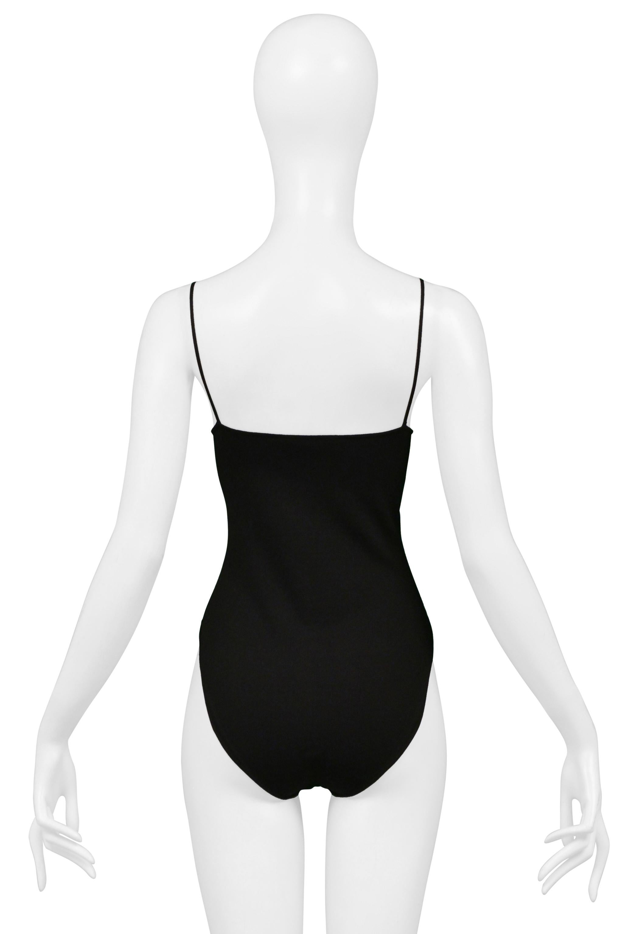 Gucci By Tom Ford Black Viscose One Piece Bodysuit 1998 For Sale 2
