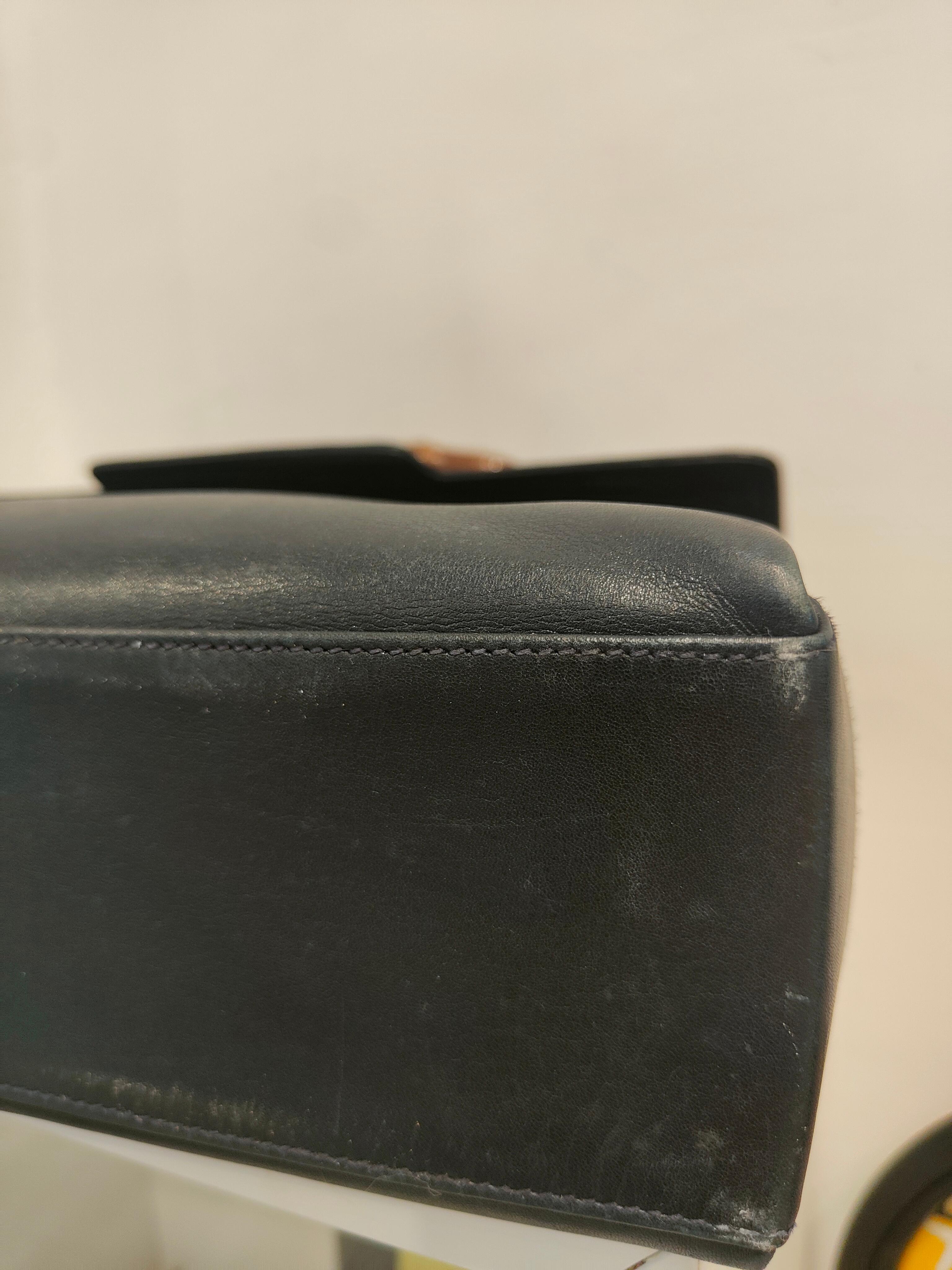 Black Gucci by Tom Ford blu navy leather bamboo bag