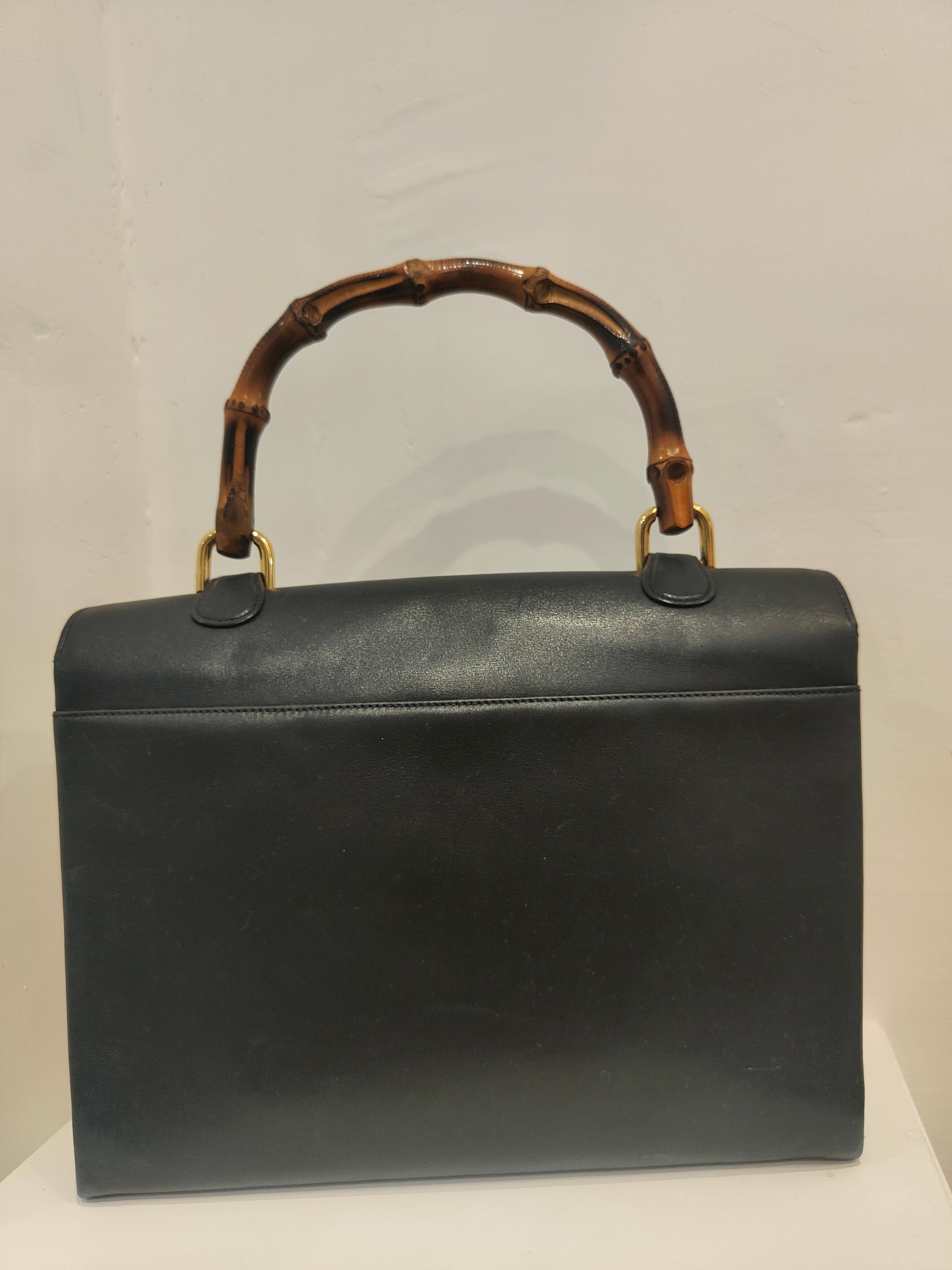 Gucci by Tom Ford blu navy leather bamboo bag In Good Condition In Capri, IT
