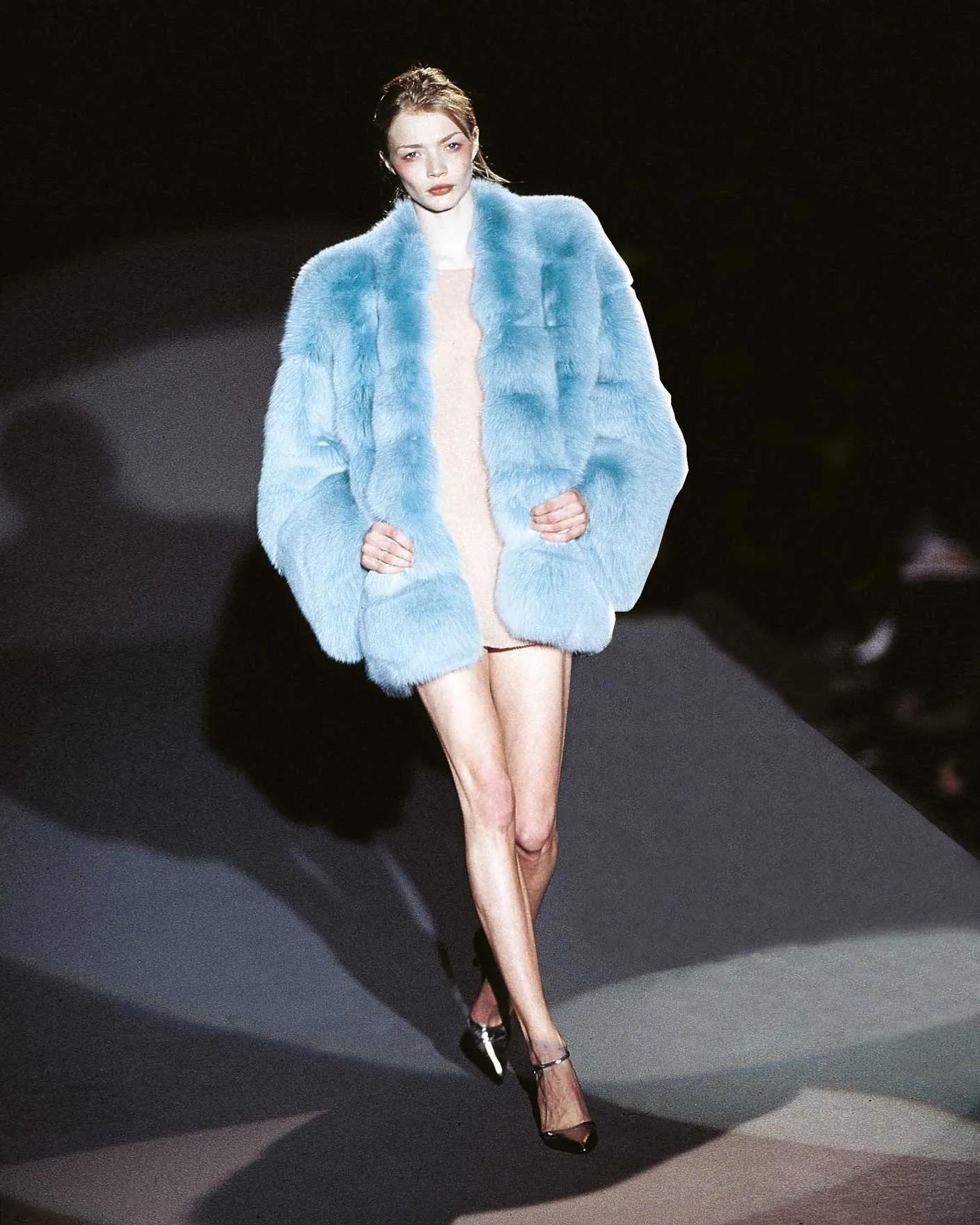 ▪ Archival Gucci Fox Fur 'Chubby' Jacket 
▪ Creative Director: Tom Ford
▪ Fall-Winter 1997
▪ Museum Grade
▪ Crafted from aqua blue-dyed fox fur
▪ Features an oversized fit, providing a relaxed and comfortable silhouette
▪ Designed with an open