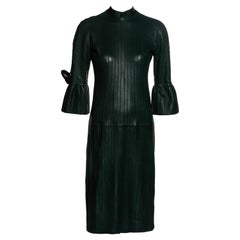 Gucci by Tom Ford bottle green pintuck leather shift dress, fw 1999