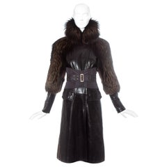 Gucci by Tom Ford brown leather and fox fur corseted coat, fw 2003