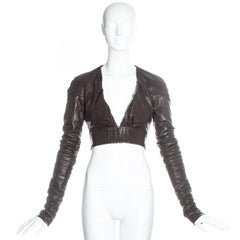 Gucci by Tom Ford brown leather cropped jacket, ss 2003