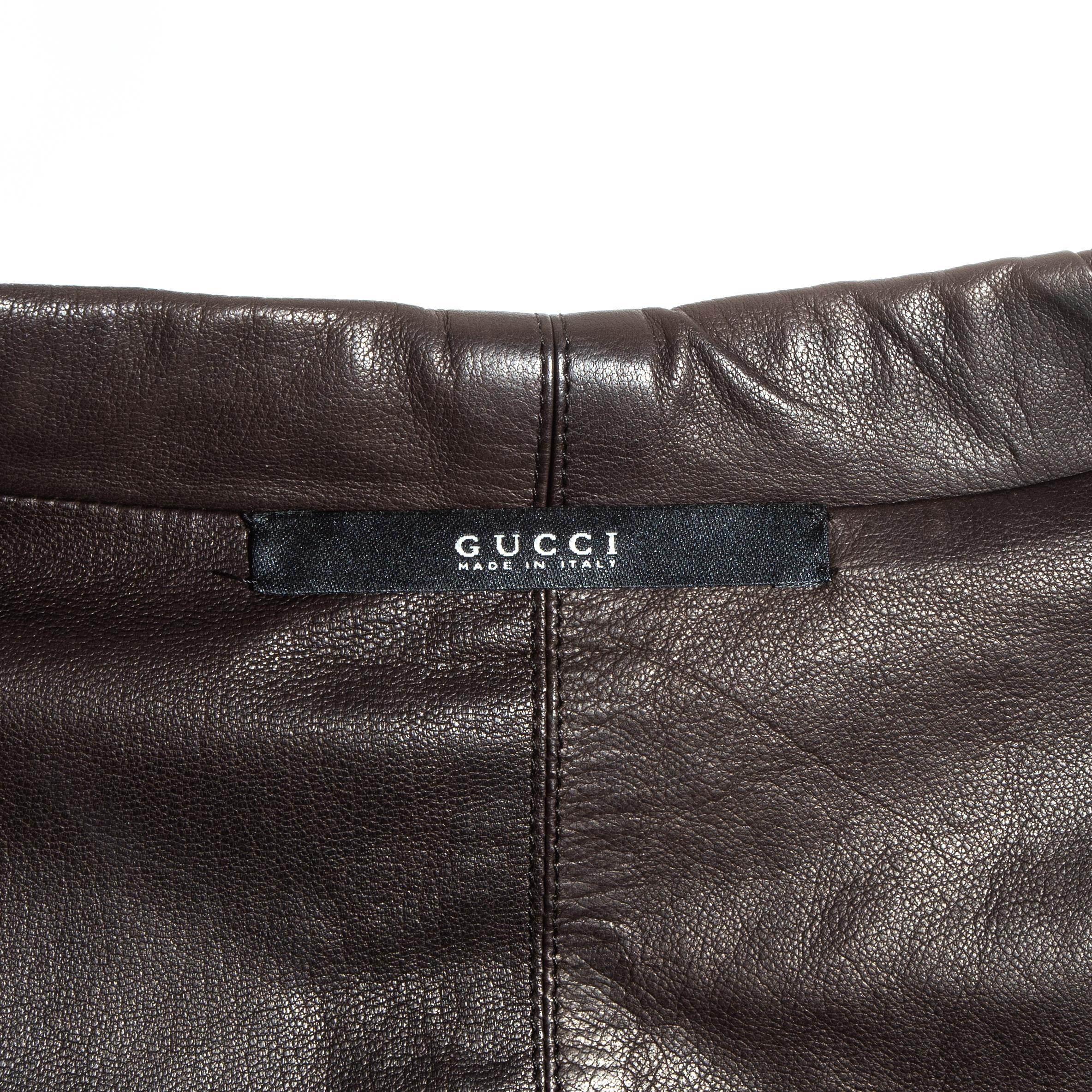 Gucci by Tom Ford brown leather cropped jacket, ss 2003 In Excellent Condition In London, GB