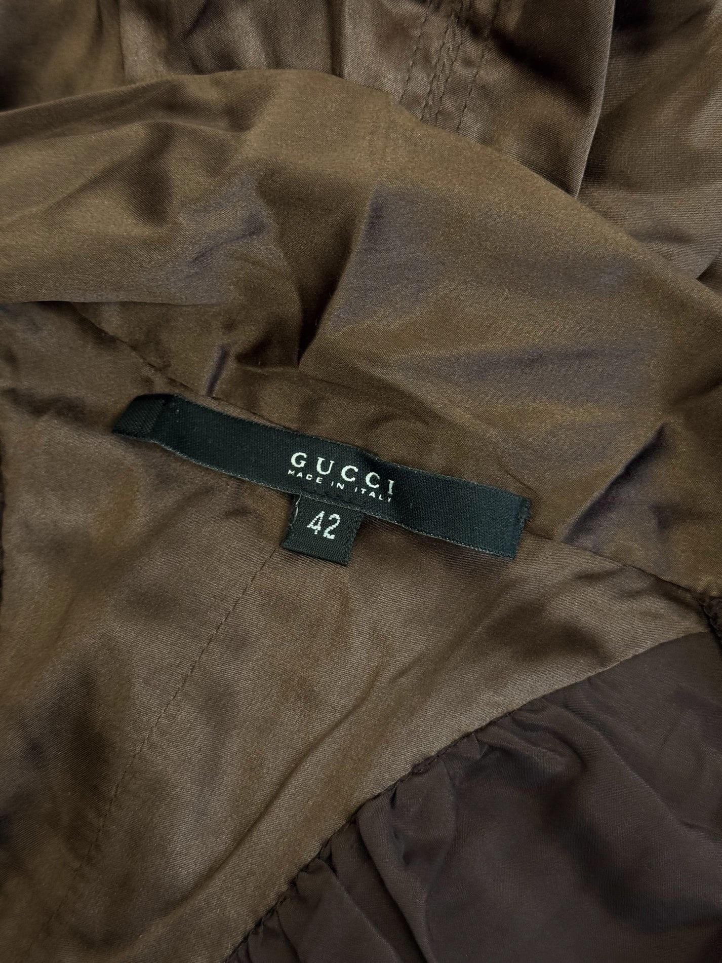 Gucci by Tom Ford Brown Silk Bow Dress, FW 2003 For Sale 7