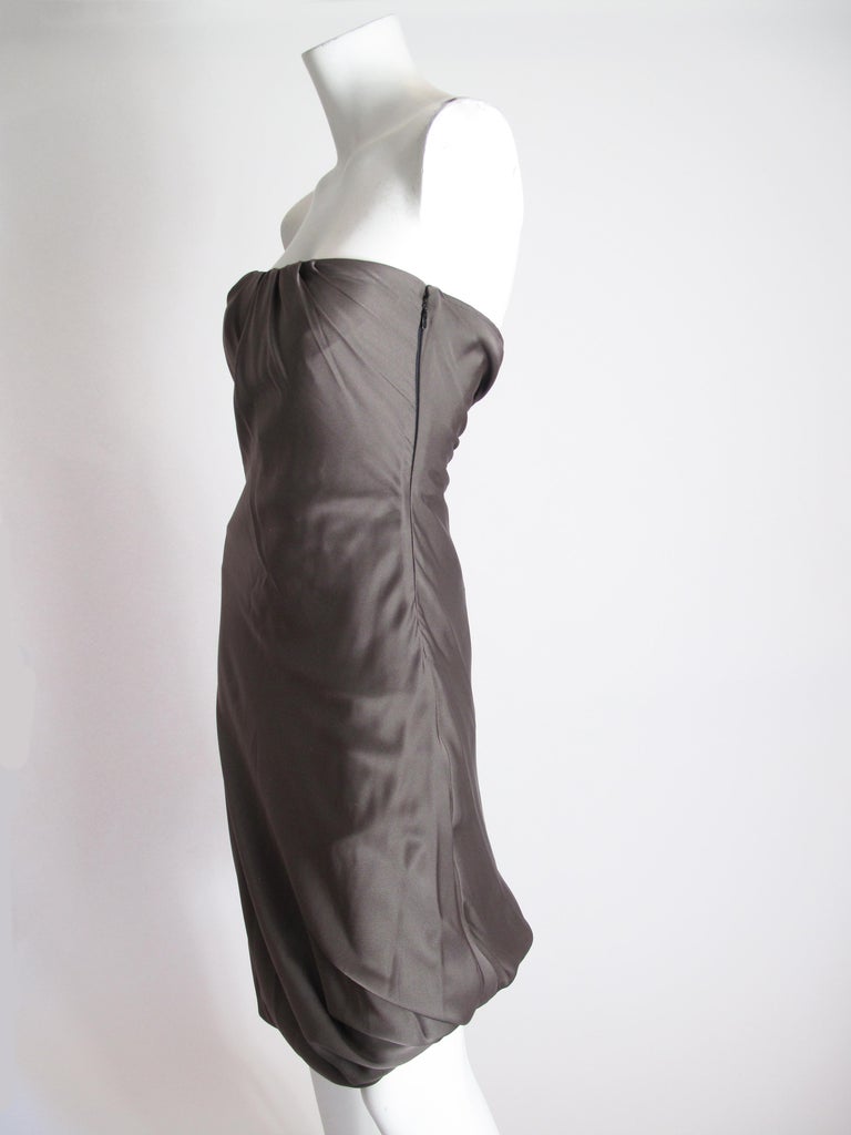 Gucci by Tom Ford Brown Strapless Silk Dress at 1stDibs | tom brown ...