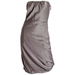 Gucci by Tom Ford Brown Strapless Silk Dress