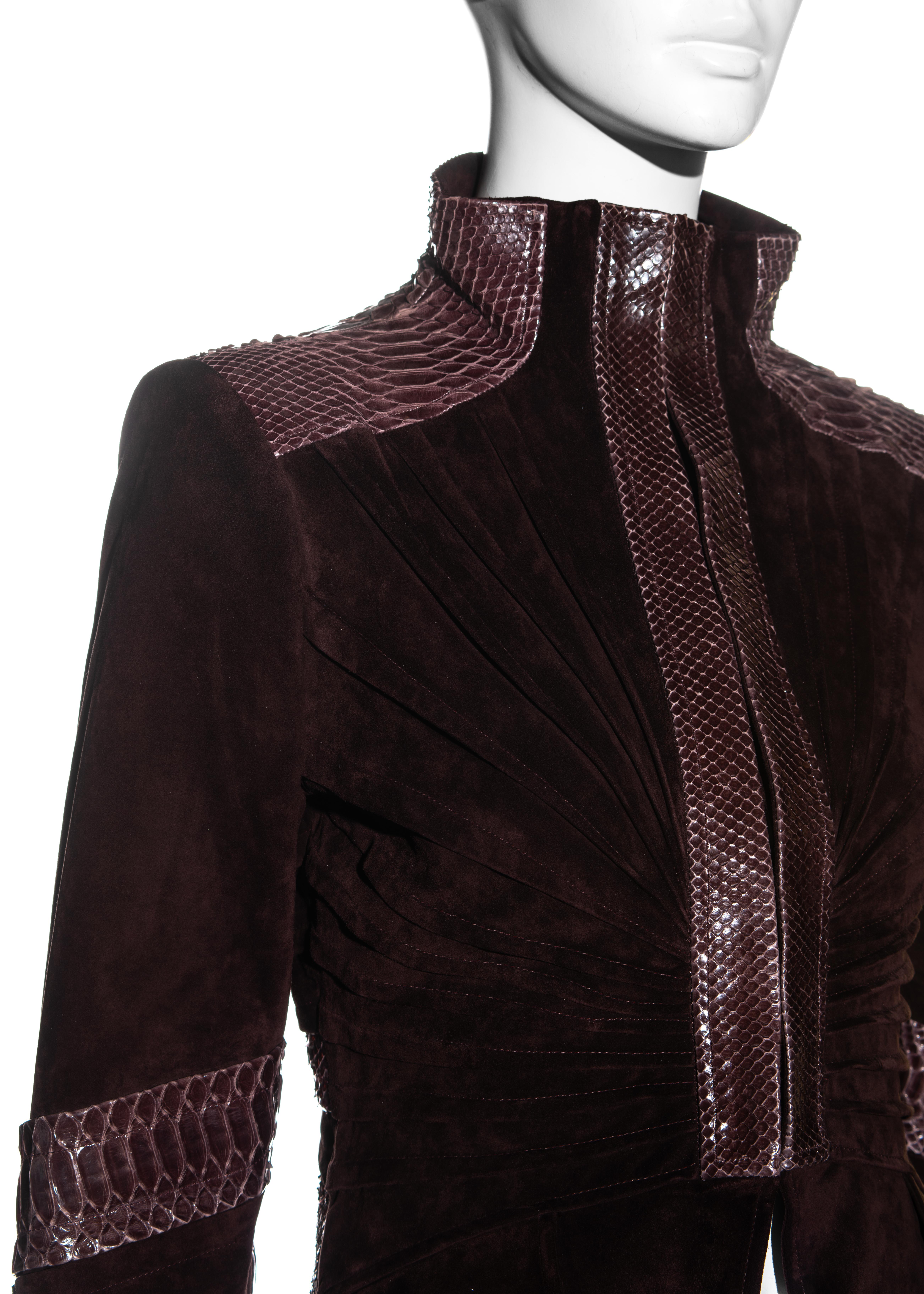 Gucci by Tom Ford brown suede and python jacket, fw 2004 In Excellent Condition In London, GB