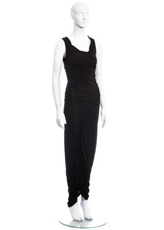 Robe longue froncée en jersey de viscose marron à coupe en biais Gucci by Tom Ford, vers 2003