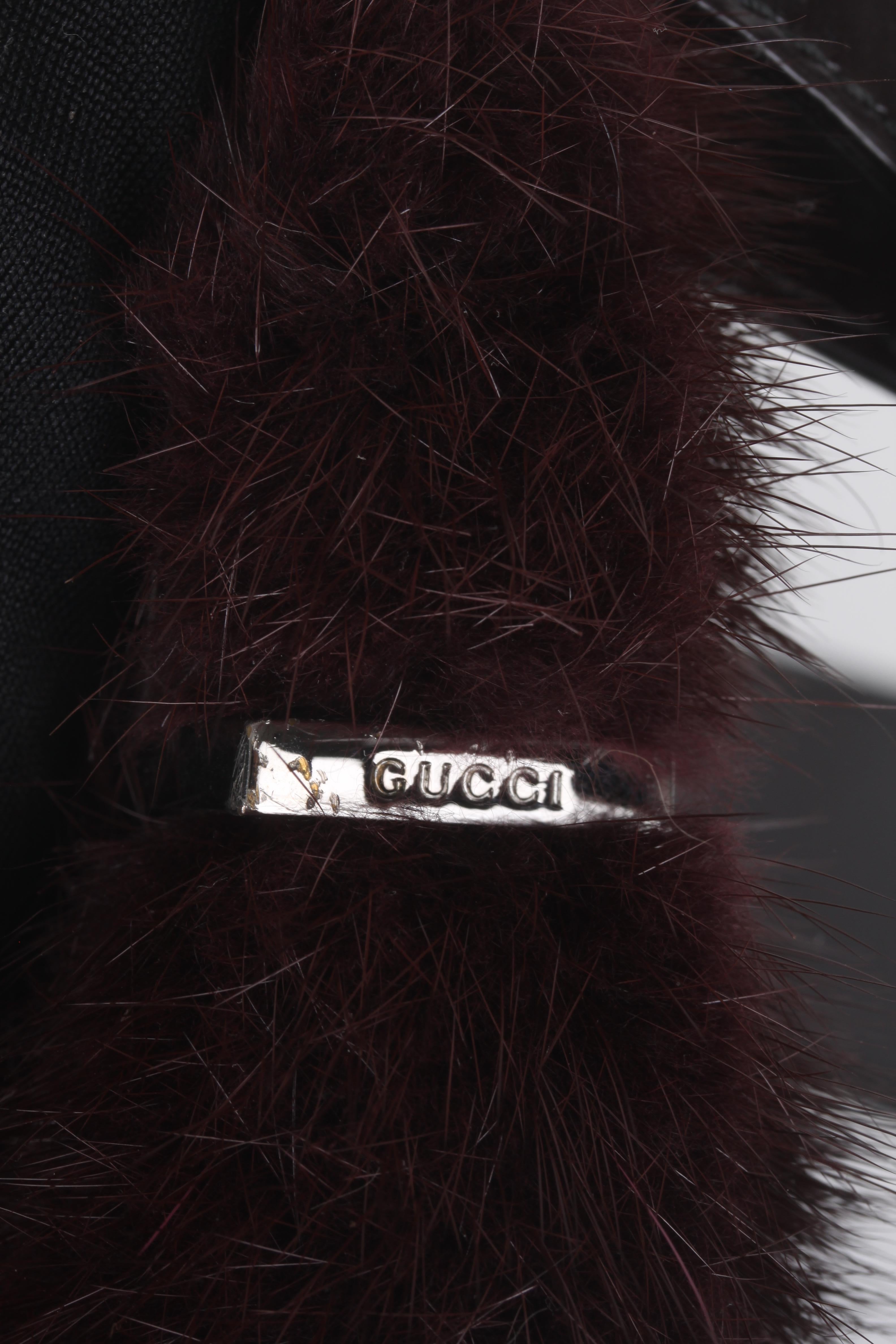 Women's or Men's   Gucci by Tom Ford Burgundy Fox Fur Leather Shoulder Handbag   For Sale