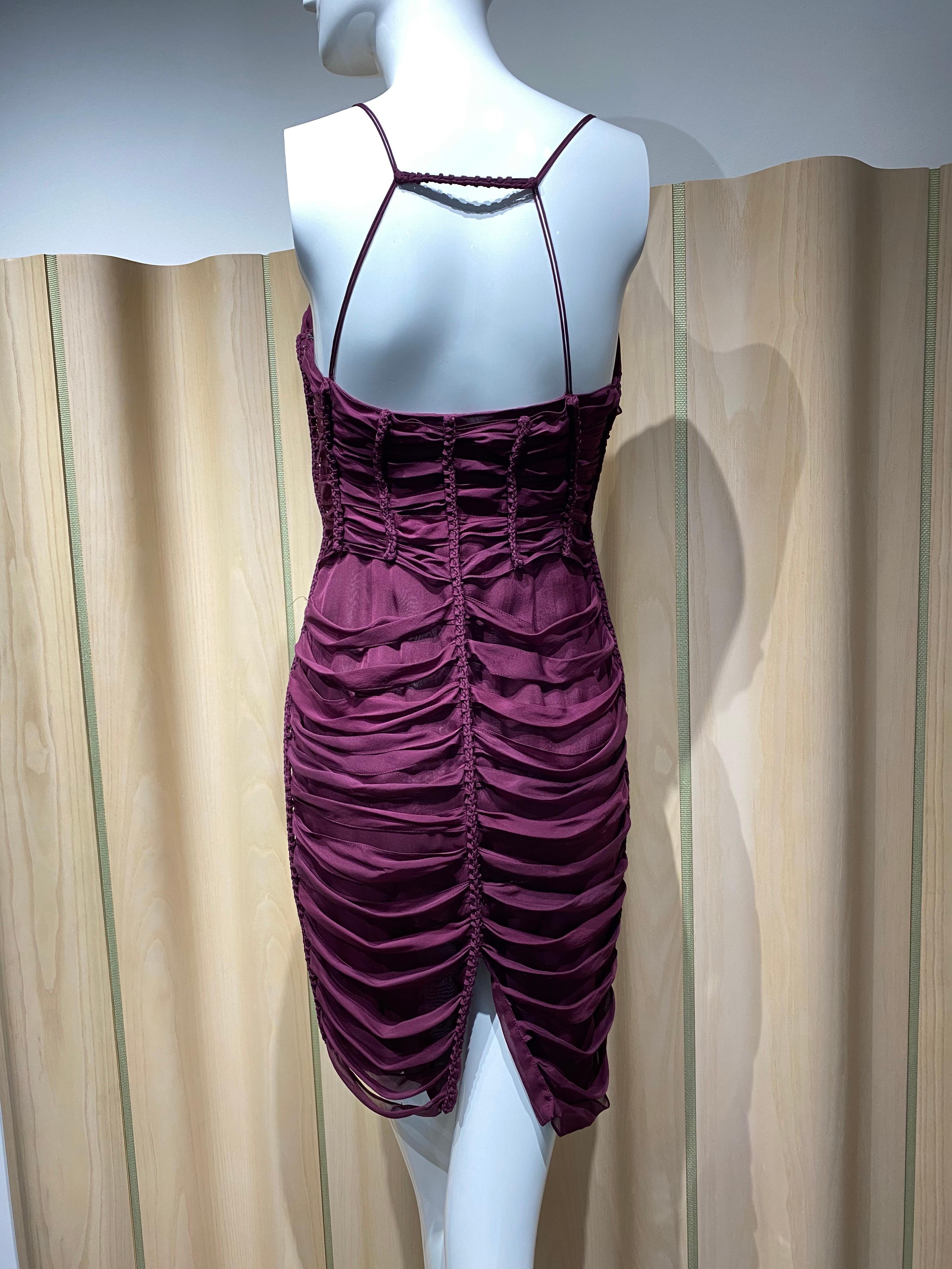 gucci burgundy silk dress