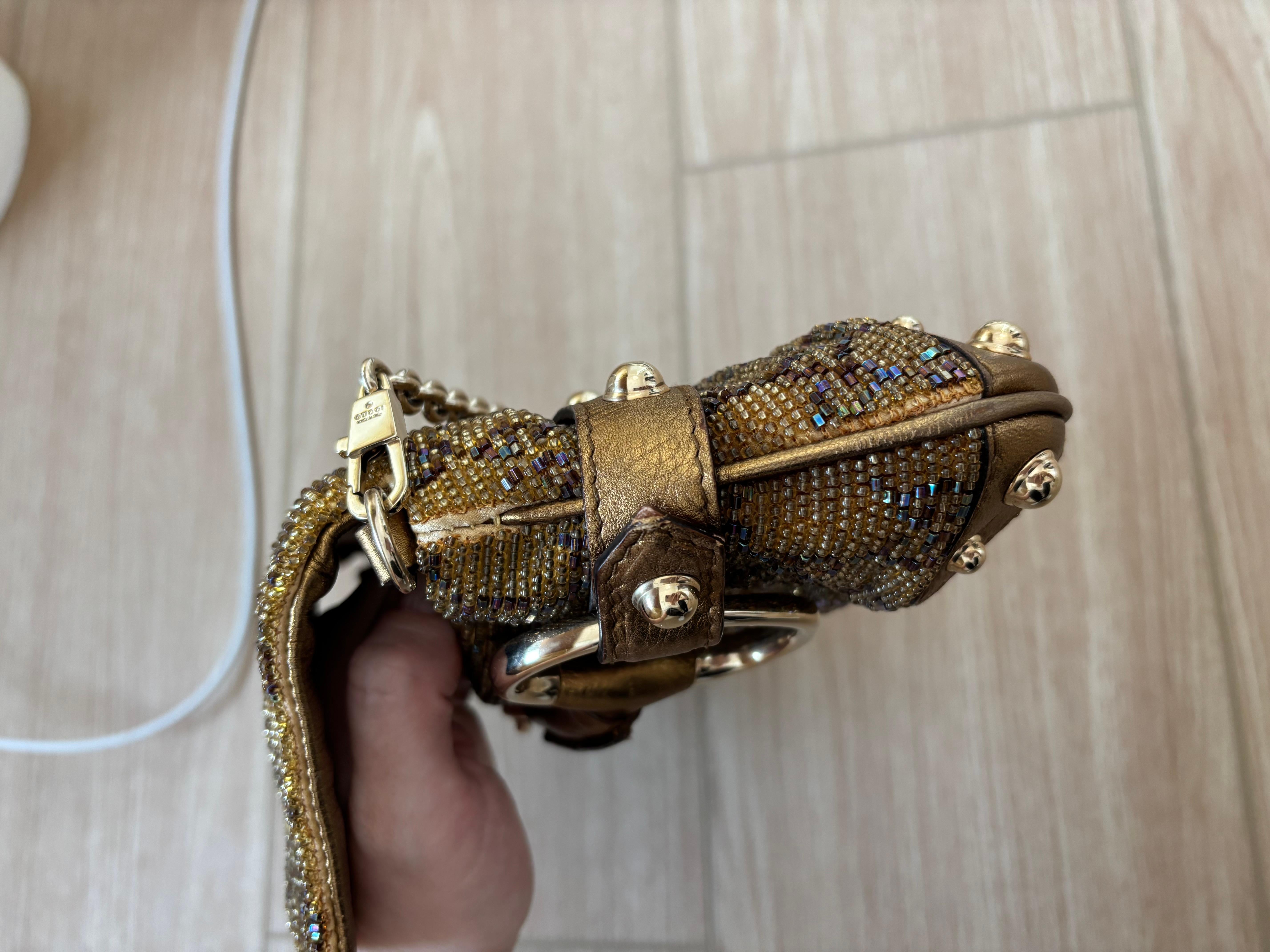 GUCCI by TOM FORD c. 2004 Vintage Gold Beaded Horsebit Chain Bag 1