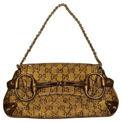 GUCCI by TOM FORD c. 2004 Vintage Gold Beaded Horsebit Chain Bag