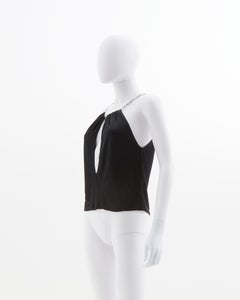 Gucci by Tom Ford chain link black viscose plunge tank top, ss2000