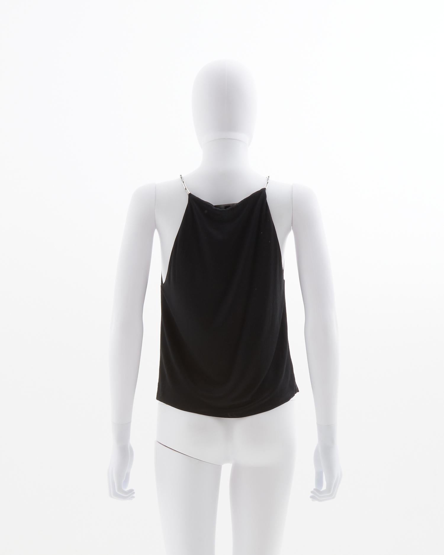 Gucci by Tom Ford chain link black viscose plunge tank top, ss2000 In Excellent Condition For Sale In Milano, IT