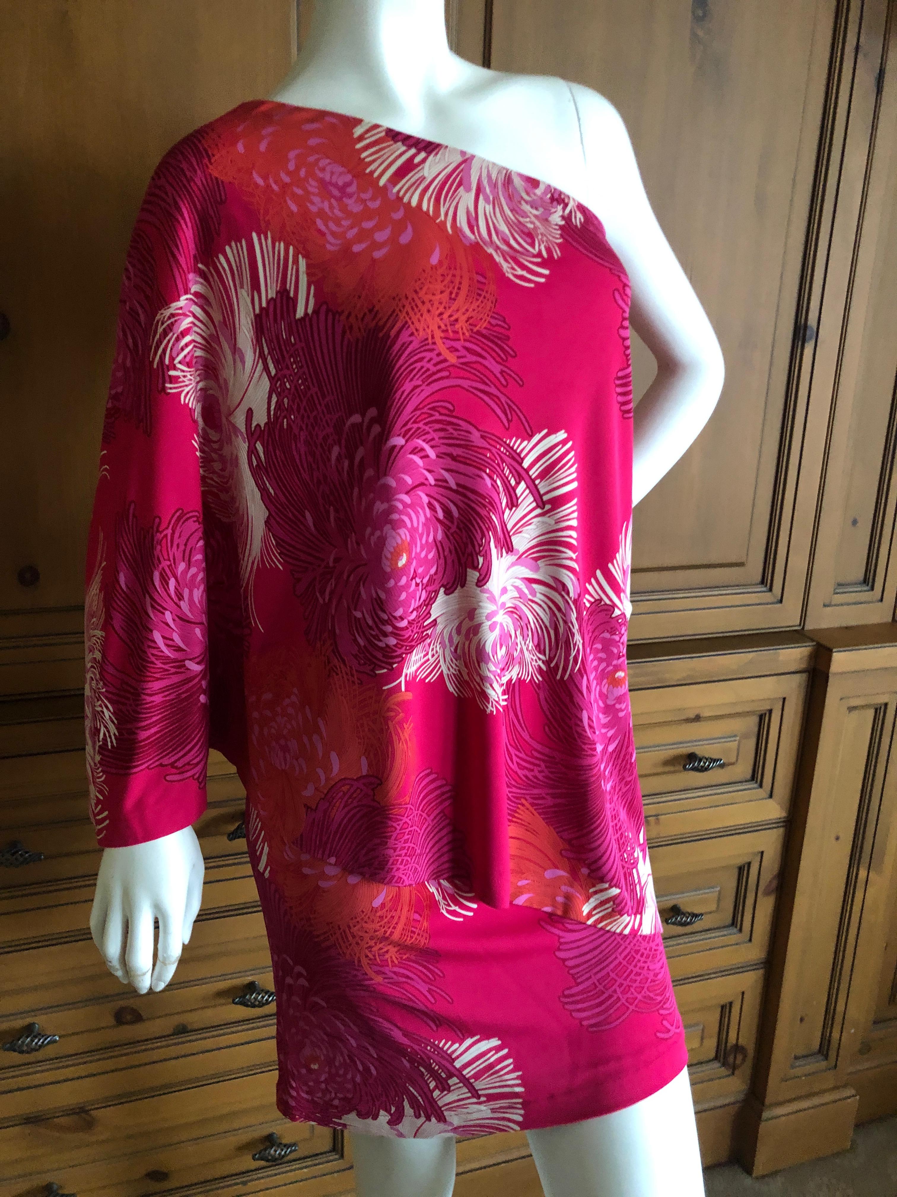 Gucci by Tom Ford Chrysanthemum Print One Sleeve Mini Dress XS For Sale 4