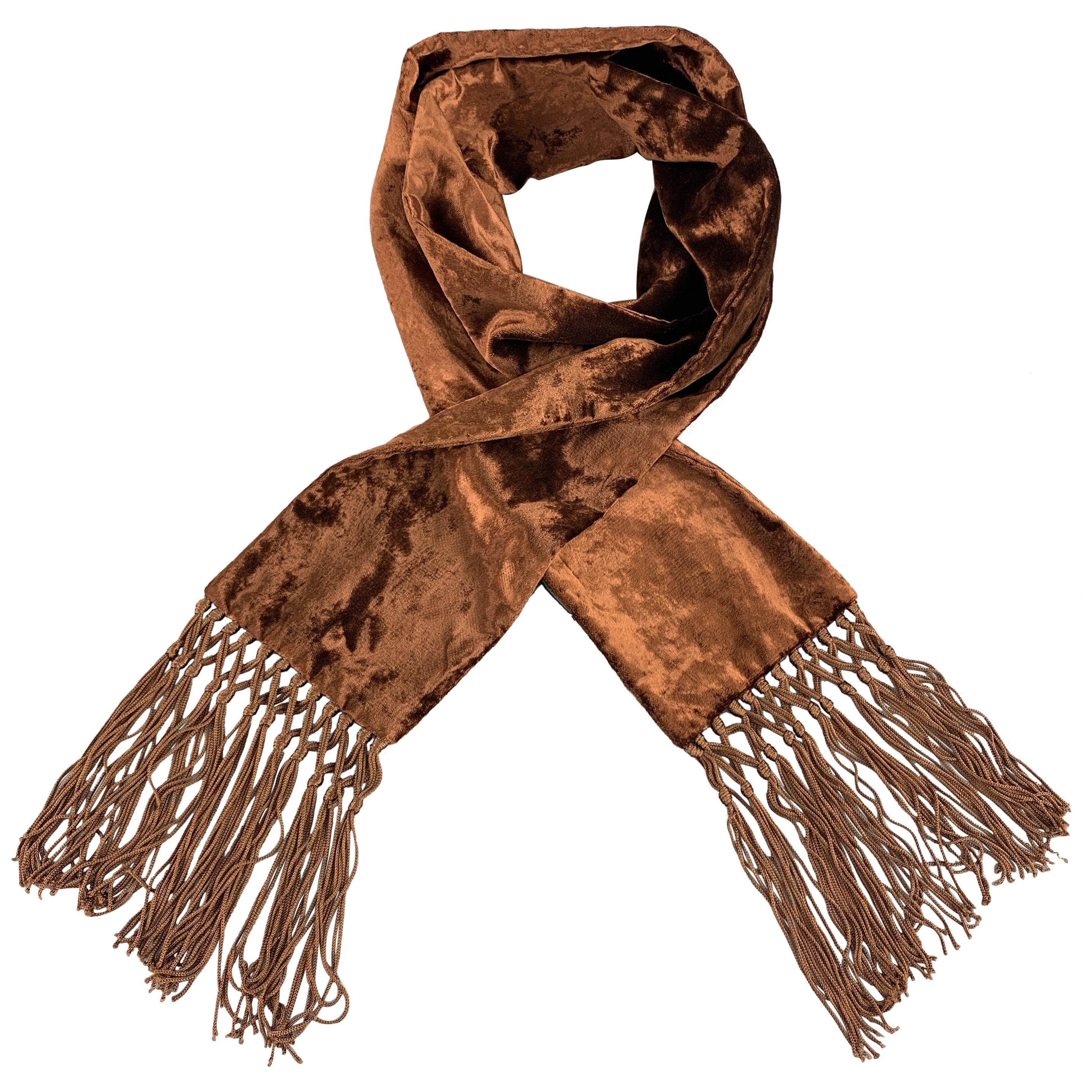 GUCCI by TOM FORD Copper Brown Velvet Fringe Scarf at 1stDibs | tom ford  scarf, tom ford scarves