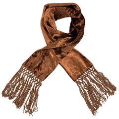 GUCCI by TOM FORD Copper Brown Velvet Fringe Scarf