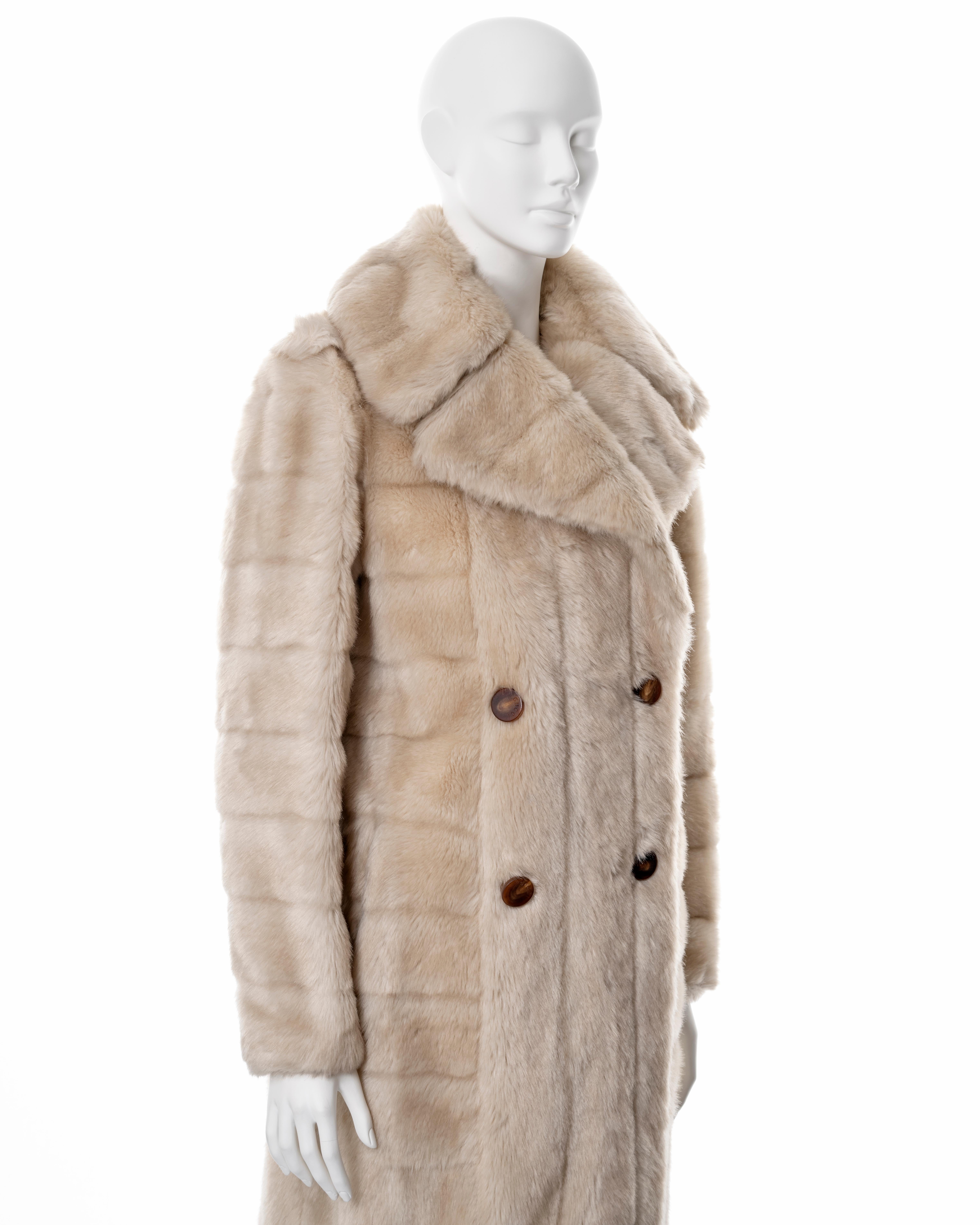 Gucci by Tom Ford cream faux fur double-breasted coat, fw 1996 2