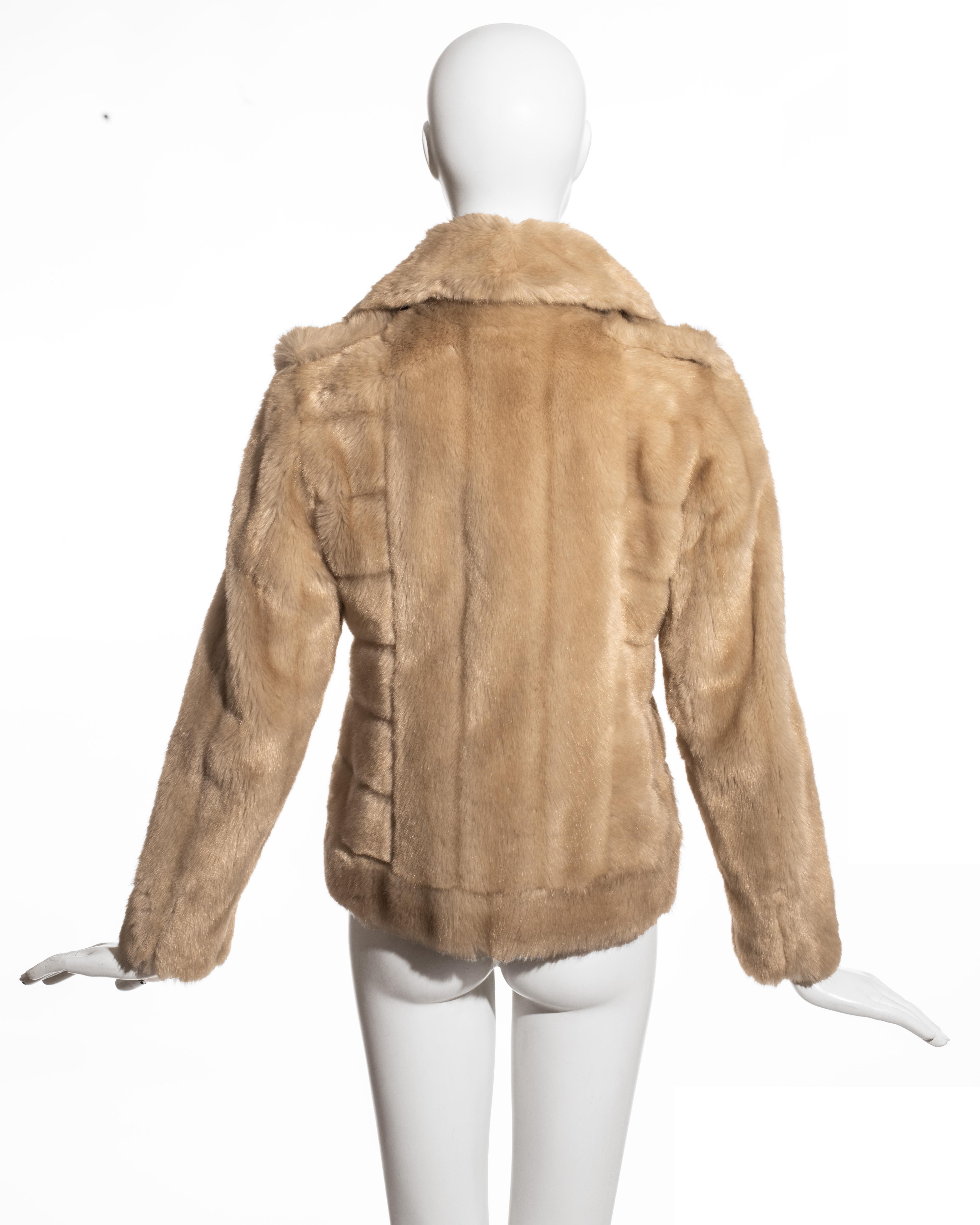 Women's Gucci by Tom Ford cream faux fur double breasted jacket, fw 1996