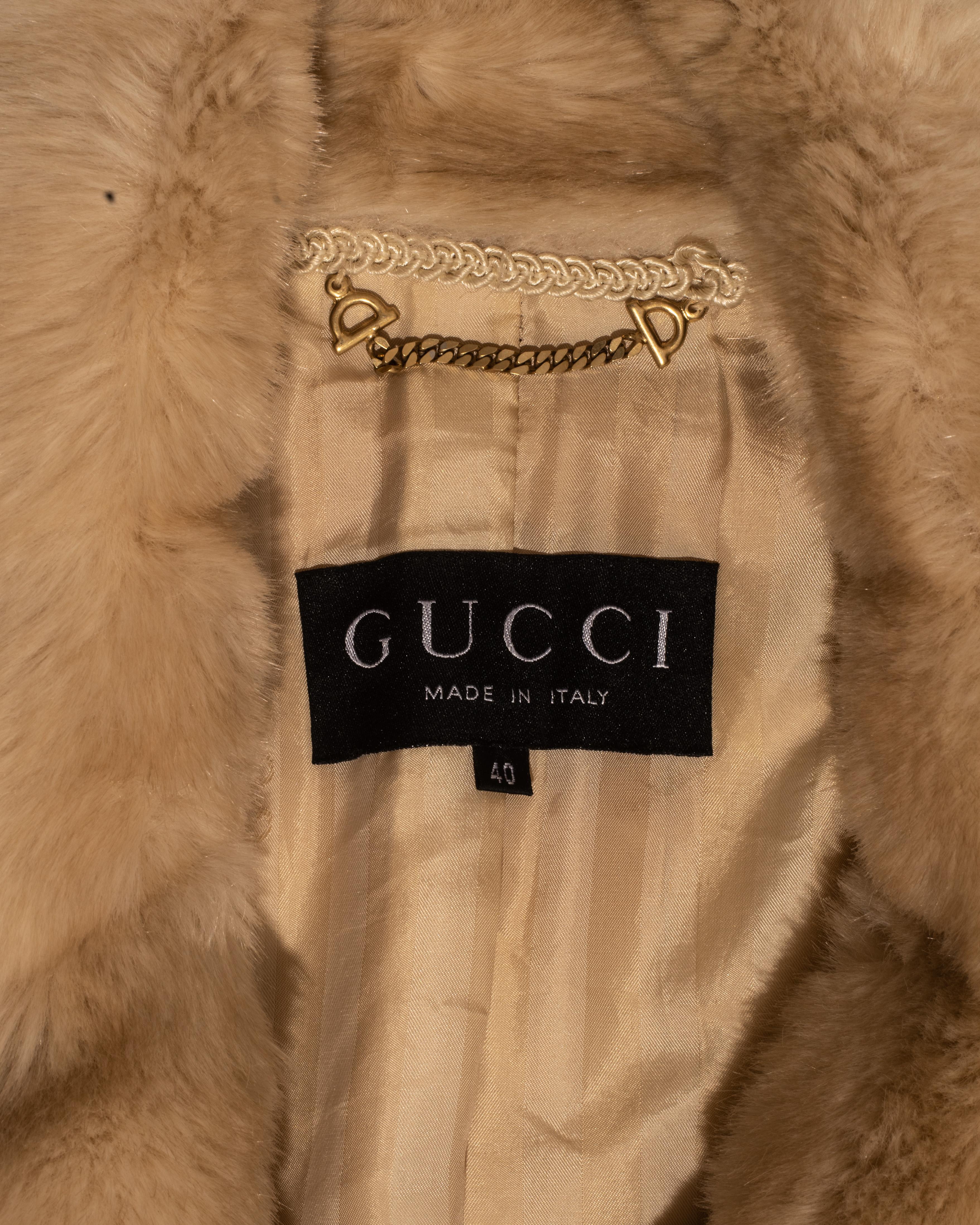 Gucci by Tom Ford cream faux fur double breasted jacket, fw 1996 1