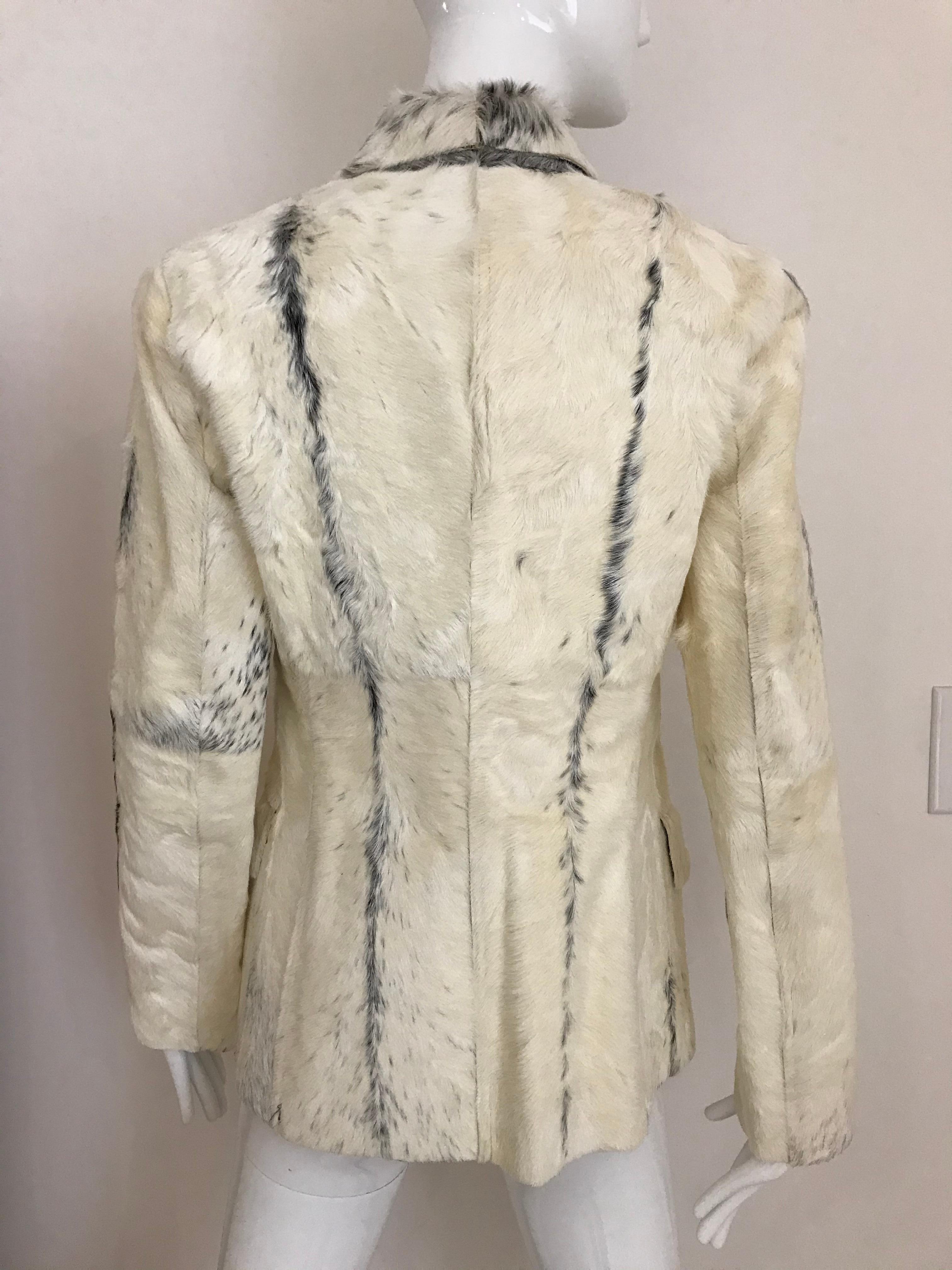 Gucci by Tom Ford era fitted pony hair jacket.  
Fit size 2 or 4 max.
Measurement: Bust: 34 inches/ Waist: 30 inches/ Hip: 32 inches/ Length: 25 inches
Sleeve: 24 inches
