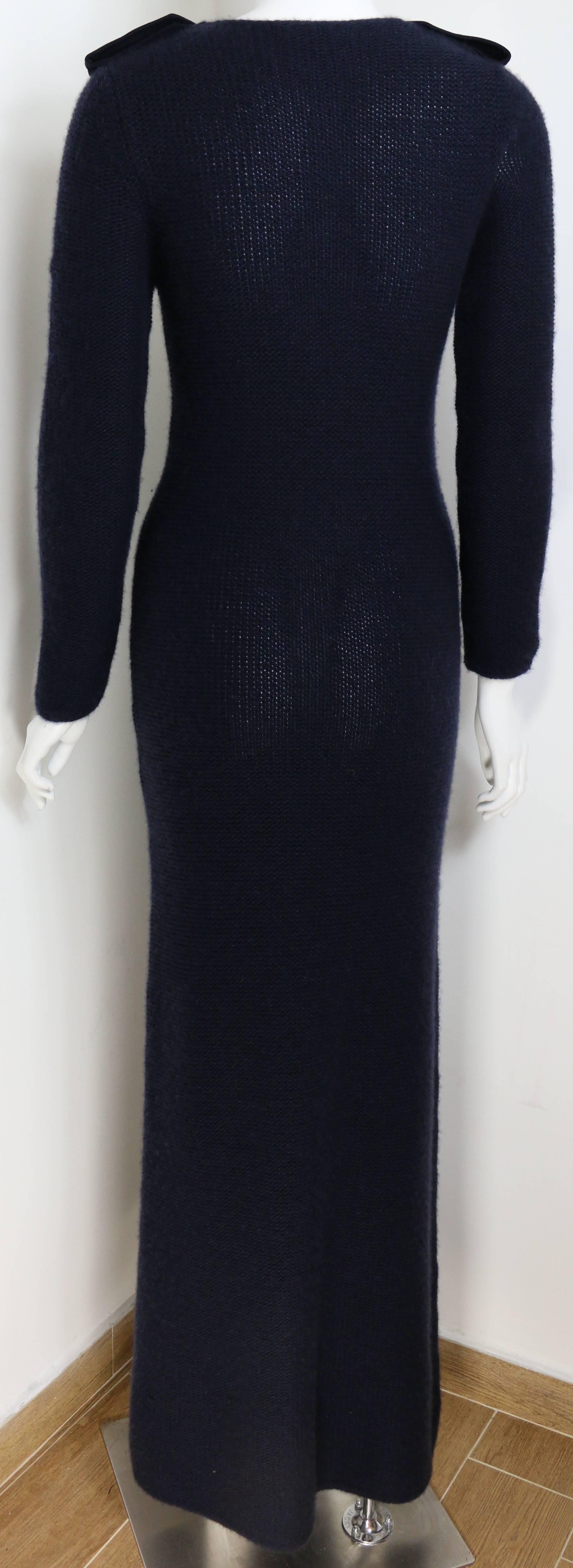 Black Gucci by Tom Ford dark blue wool maxi dress For Sale