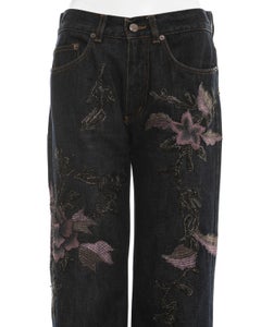 Gucci by Tom Ford denim jeans with floral embroidery, fw 1999