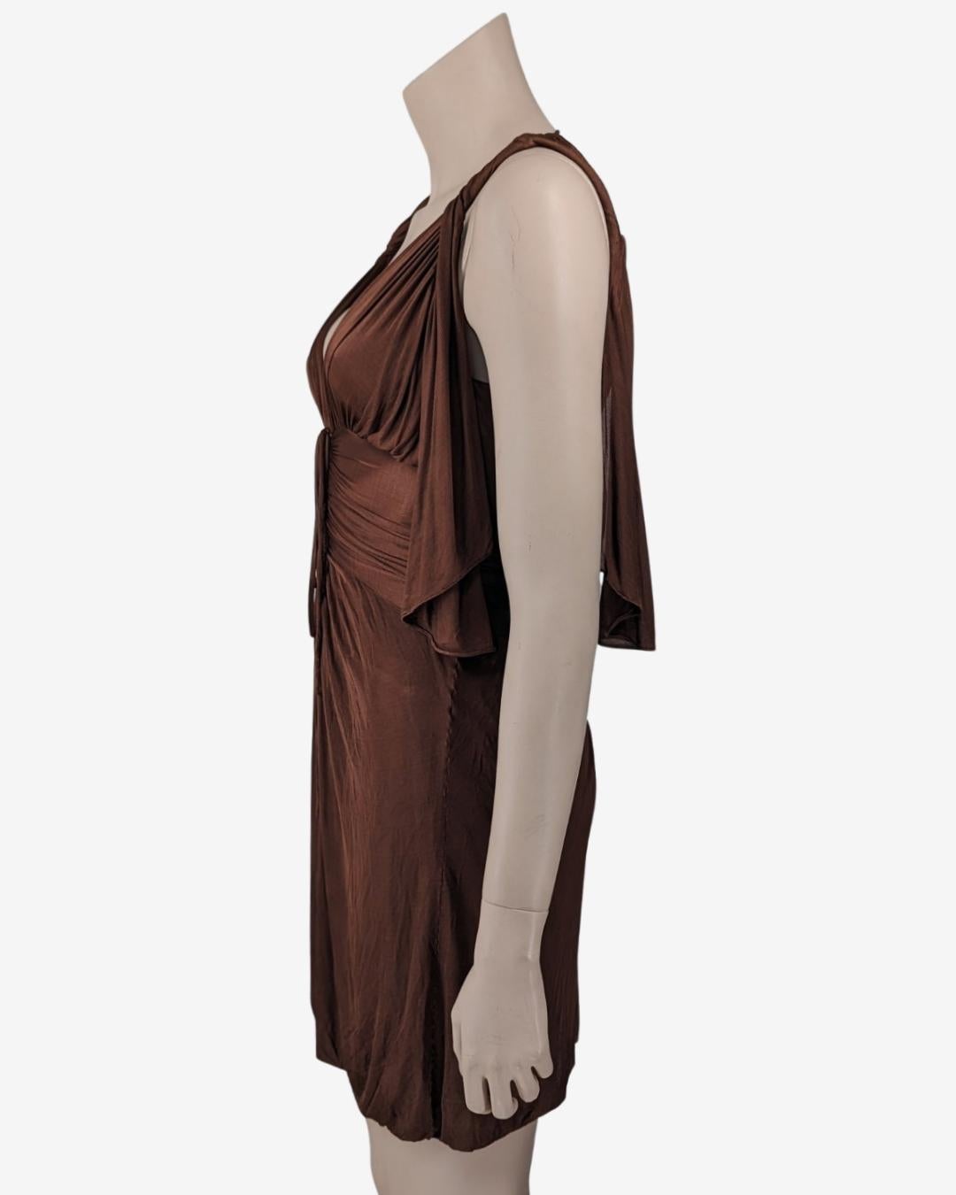 Women's Gucci by Tom Ford Draped Brown Mini Dress S/S 2003 For Sale