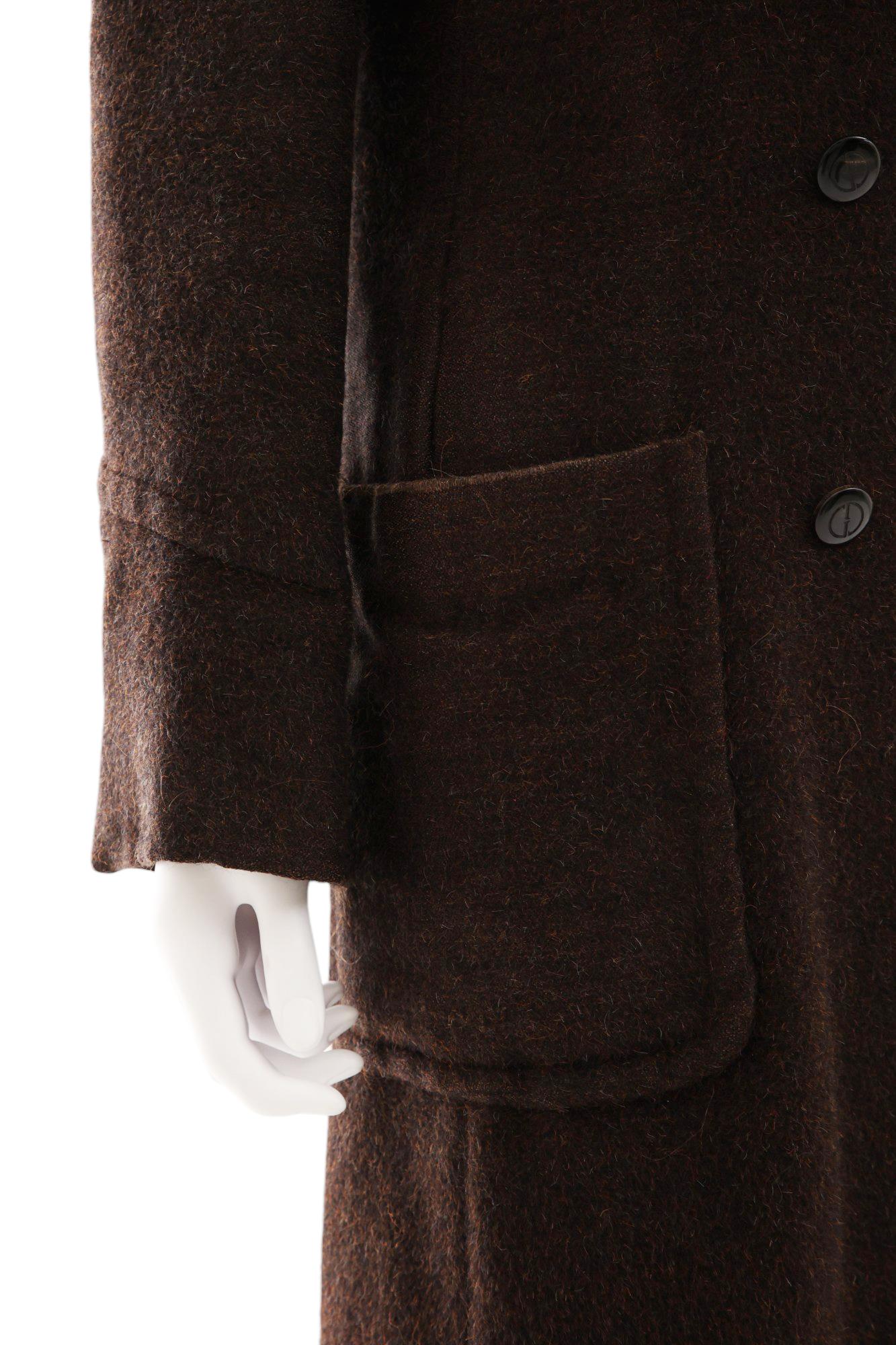 Gucci by Tom Ford F/W 1995 Alpaca Brown Double Breasted Coat in vendita 3