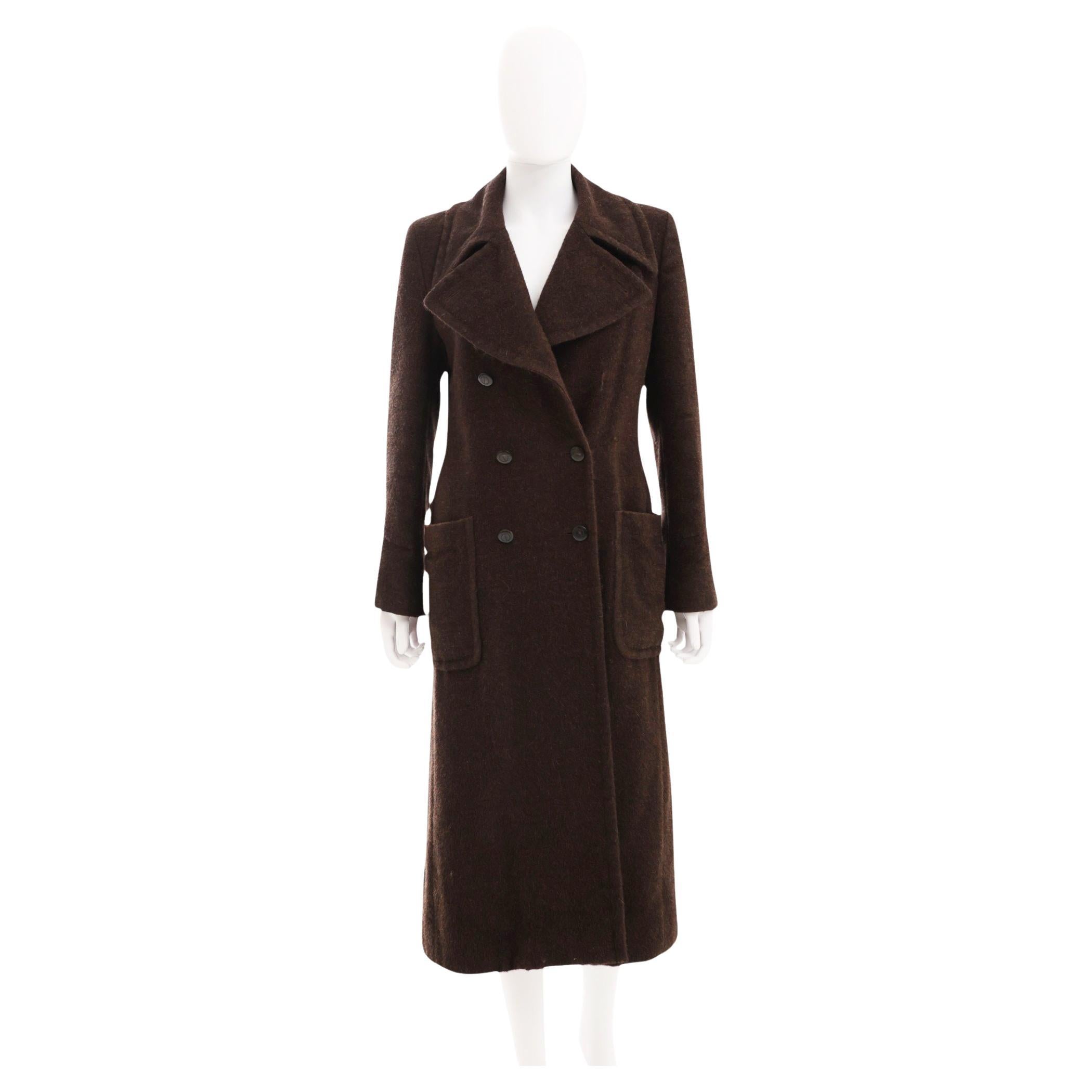 Gucci by Tom Ford F/W 1995 Alpaca Brown Double Breasted Coat in vendita