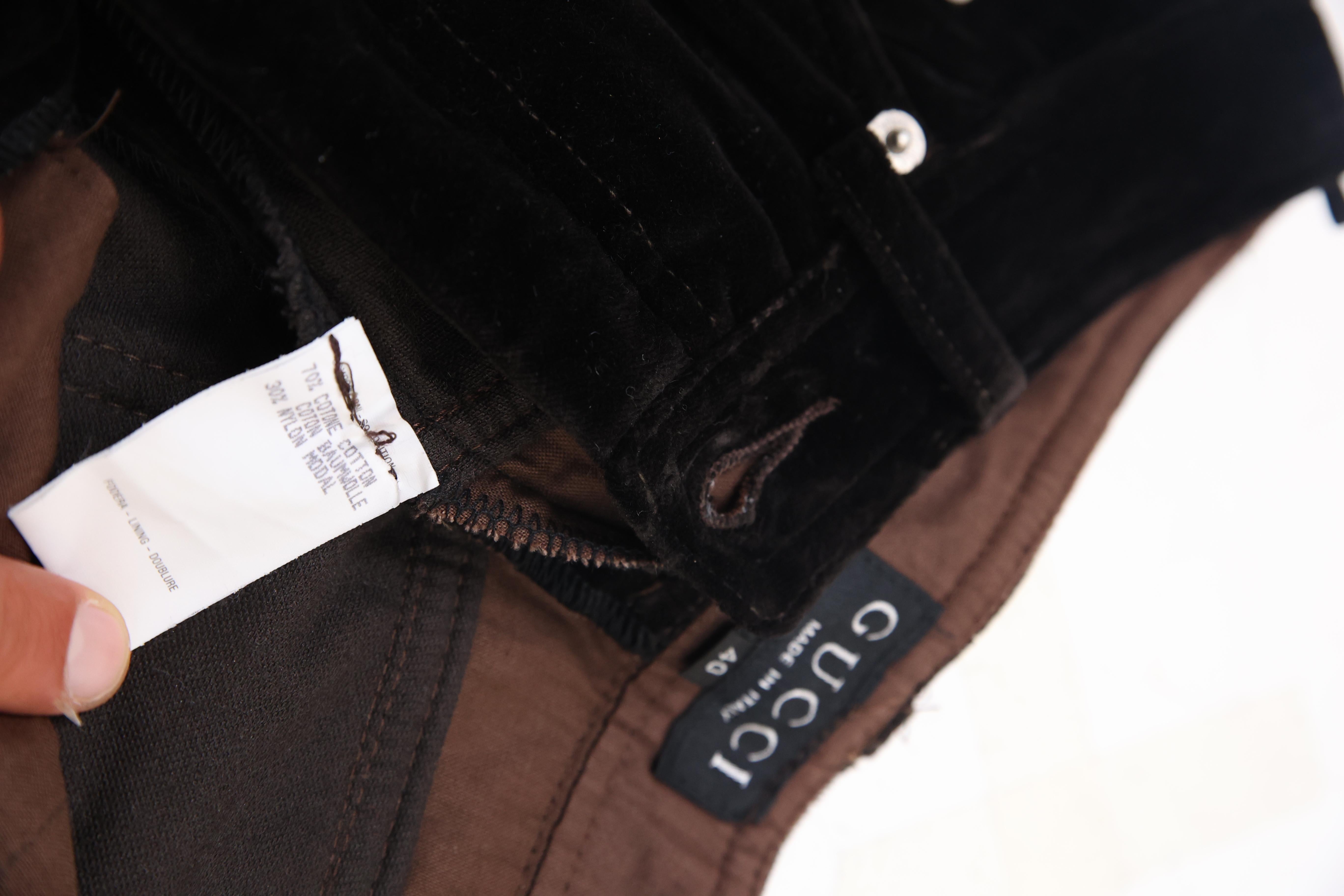 Gucci by Tom Ford F/W 1995 Pantalon bootcut en velours marron en vente 3