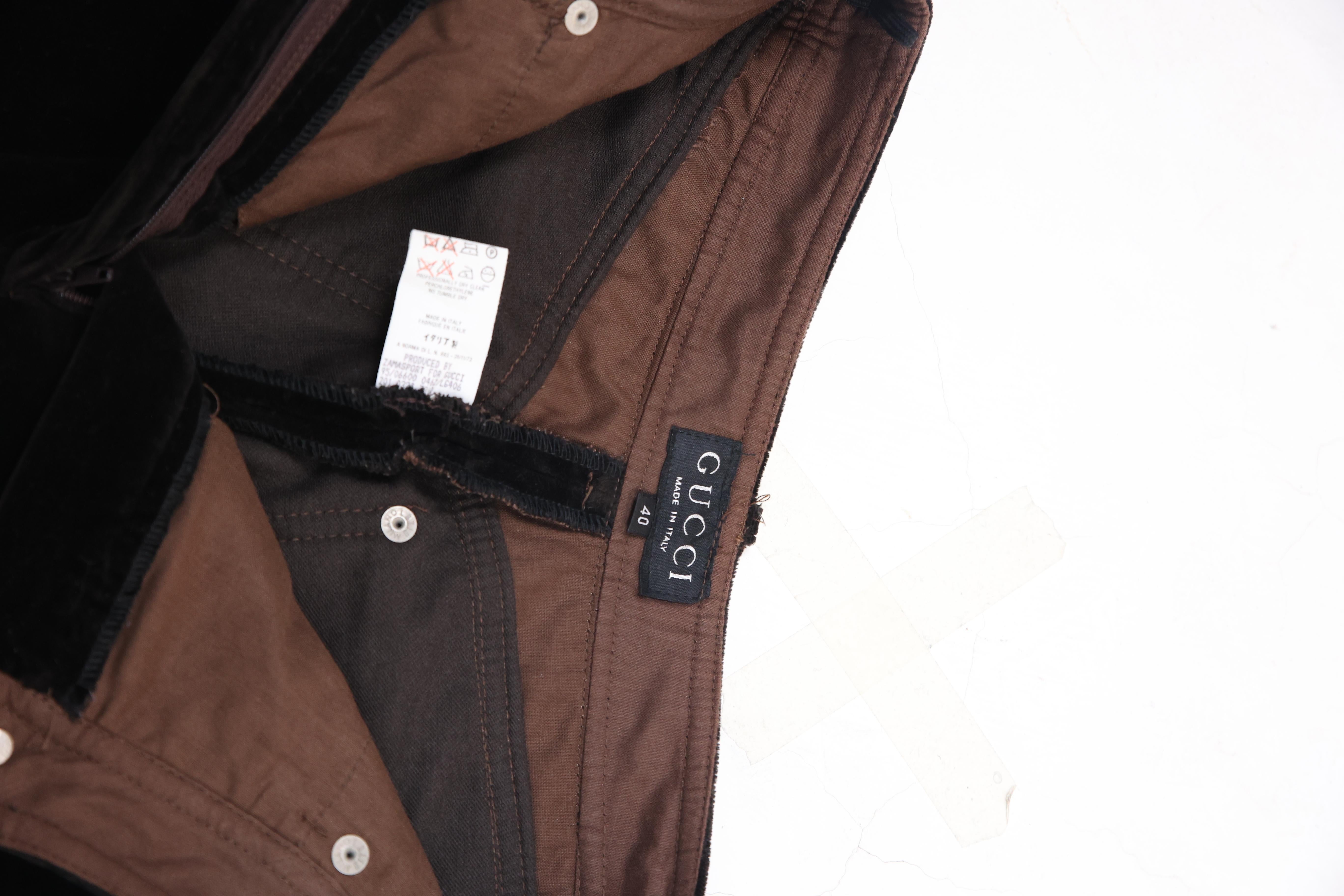 Gucci by Tom Ford F/W 1995 Pantalon bootcut en velours marron en vente 4