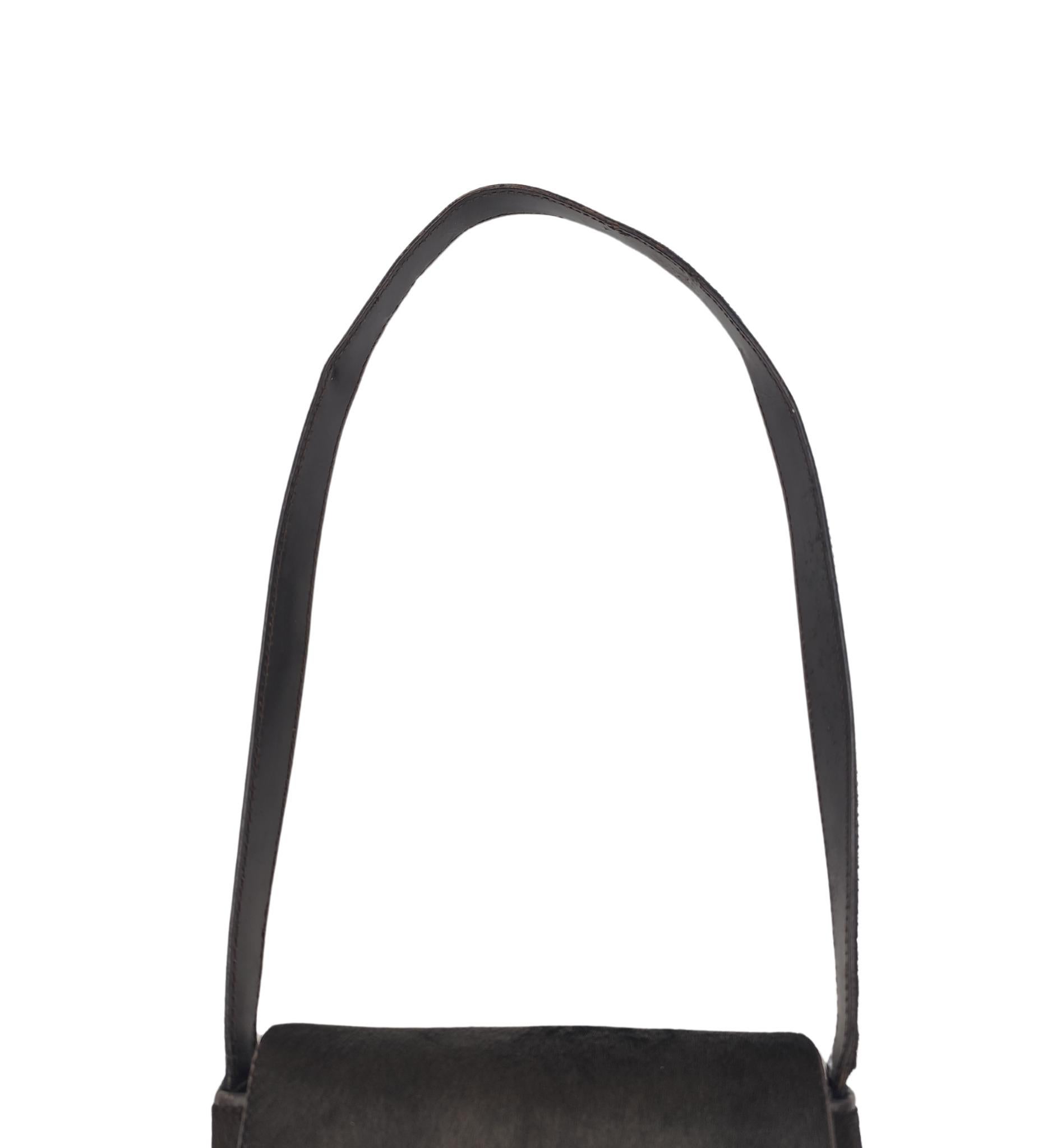 Gucci by Tom Ford F/W 1996 brown pony hair logo mini shoulder bag 1