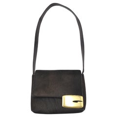 Gucci by Tom Ford F/W 1996 brown pony hair logo mini shoulder bag