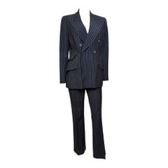 Gucci by Tom Ford F/W 1996 Navy Pinstripe Double-Breasted Wool Trouser Suit